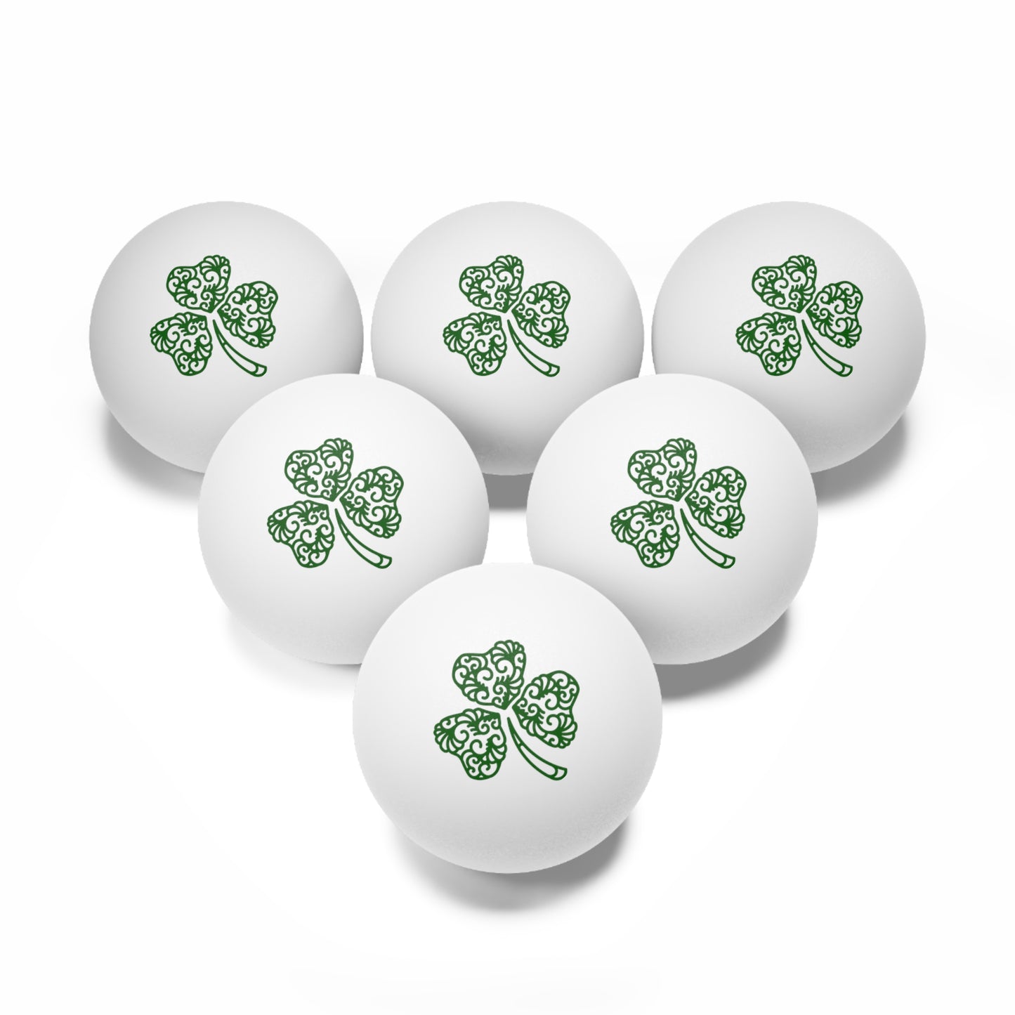 3 Leaf Clover Ping Pong Balls, 6 pcs