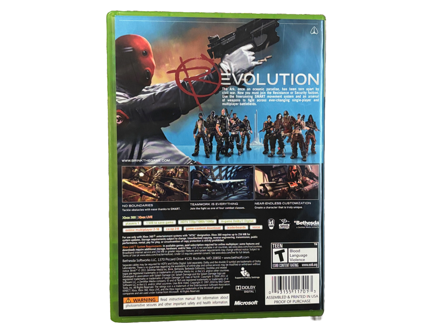 Brink Microsoft Xbox 360 Complete