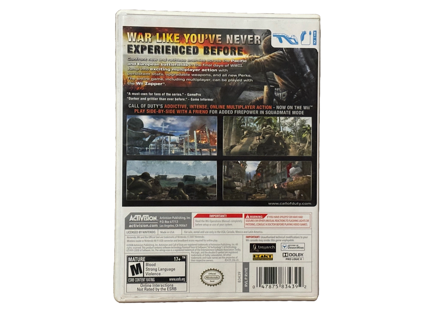 Call of Duty World at War Nintendo Wii