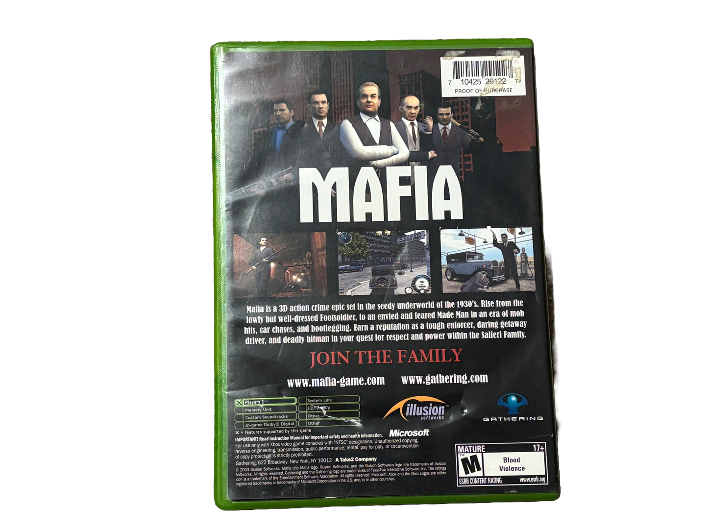 Mafia Original Microsoft Xbox Video Game