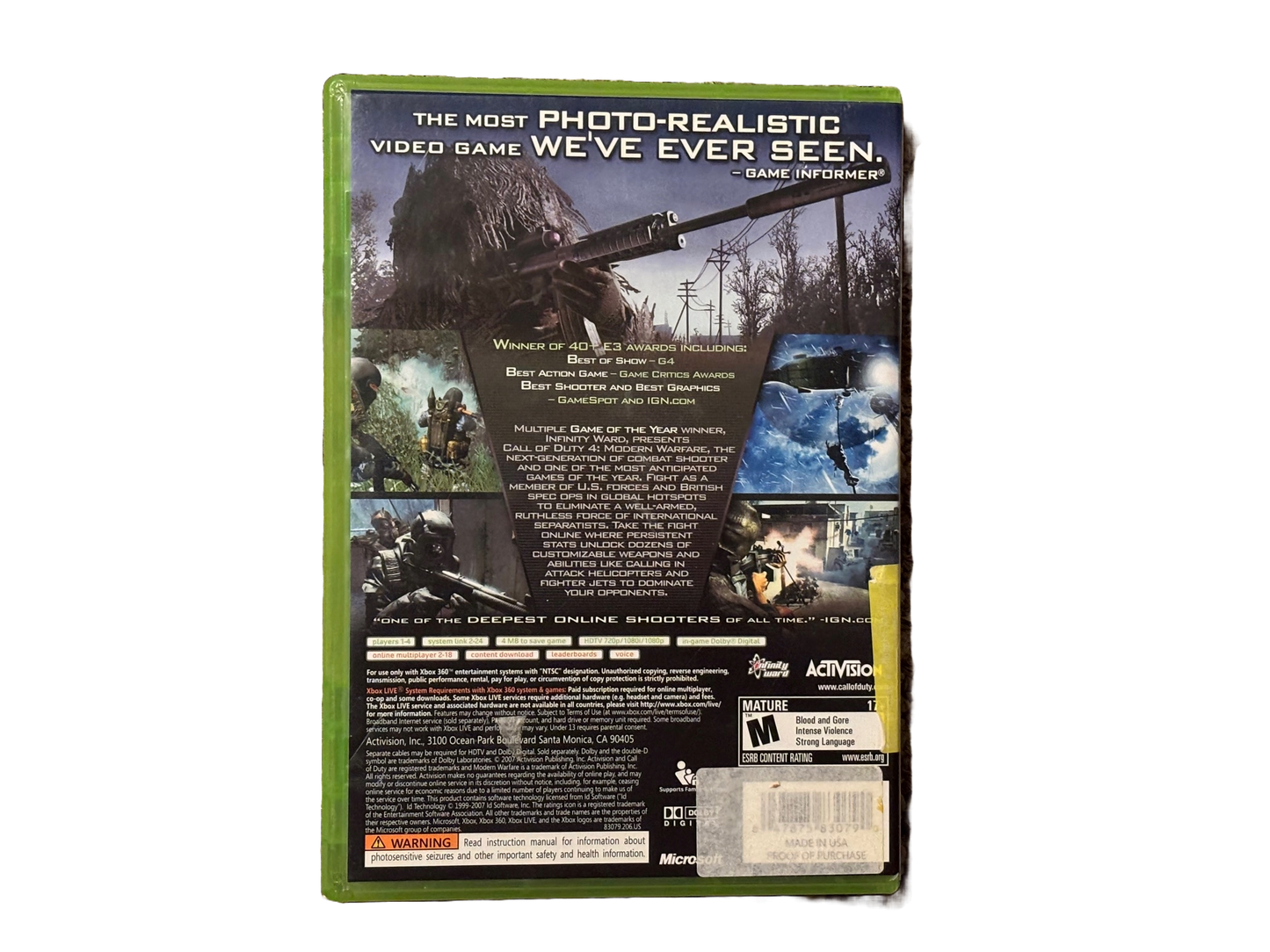 Call of Duty 4: Modern Warfare Microsoft Xbox 360 Video Game. Complete.