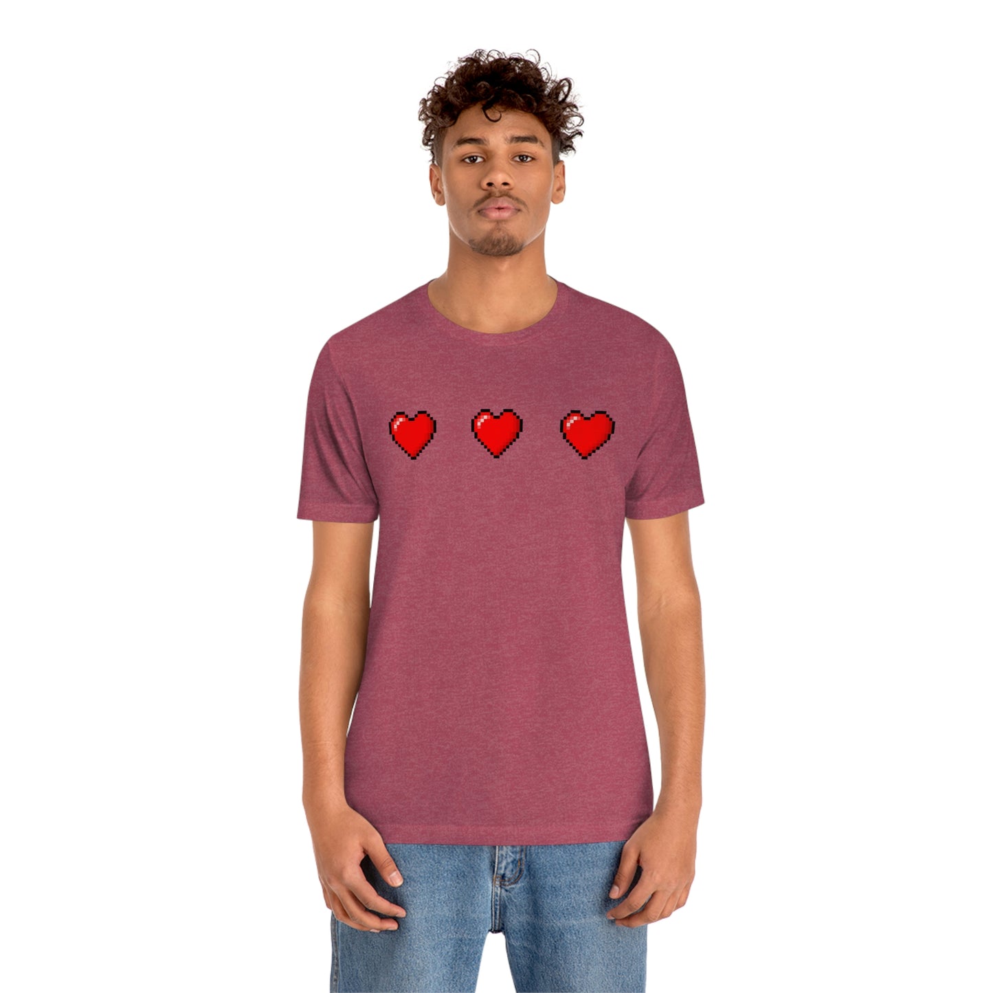 Hearts 8 Bit Style Unisex Jersey Short Sleeve Tee