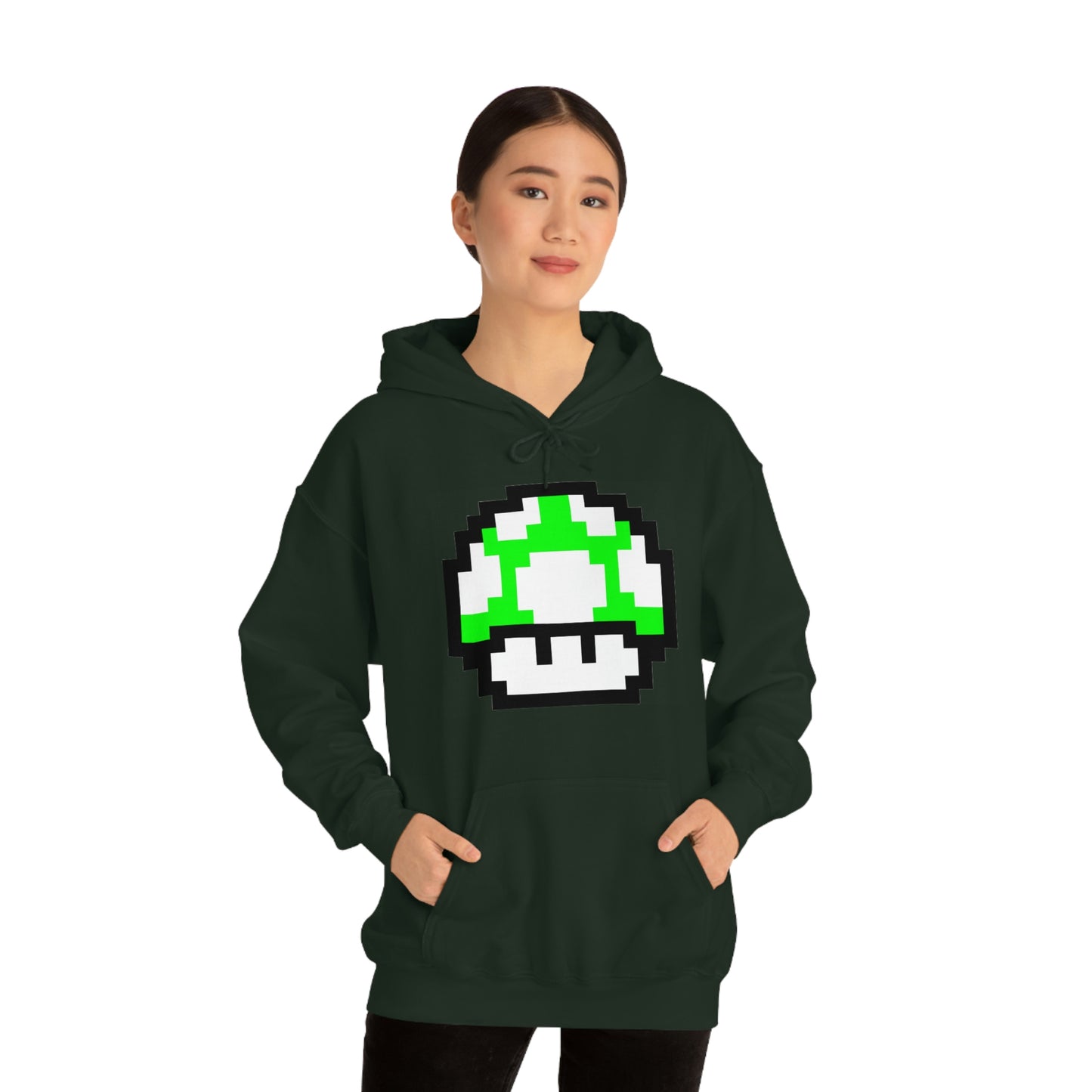 Mushroom 1UP 8 Bit Retro Style Unisex Hooded Sweatshirt