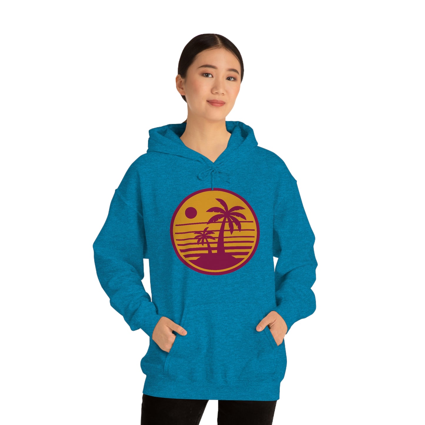 Retro Sunset Beach Unisex Hooded Sweatshirt