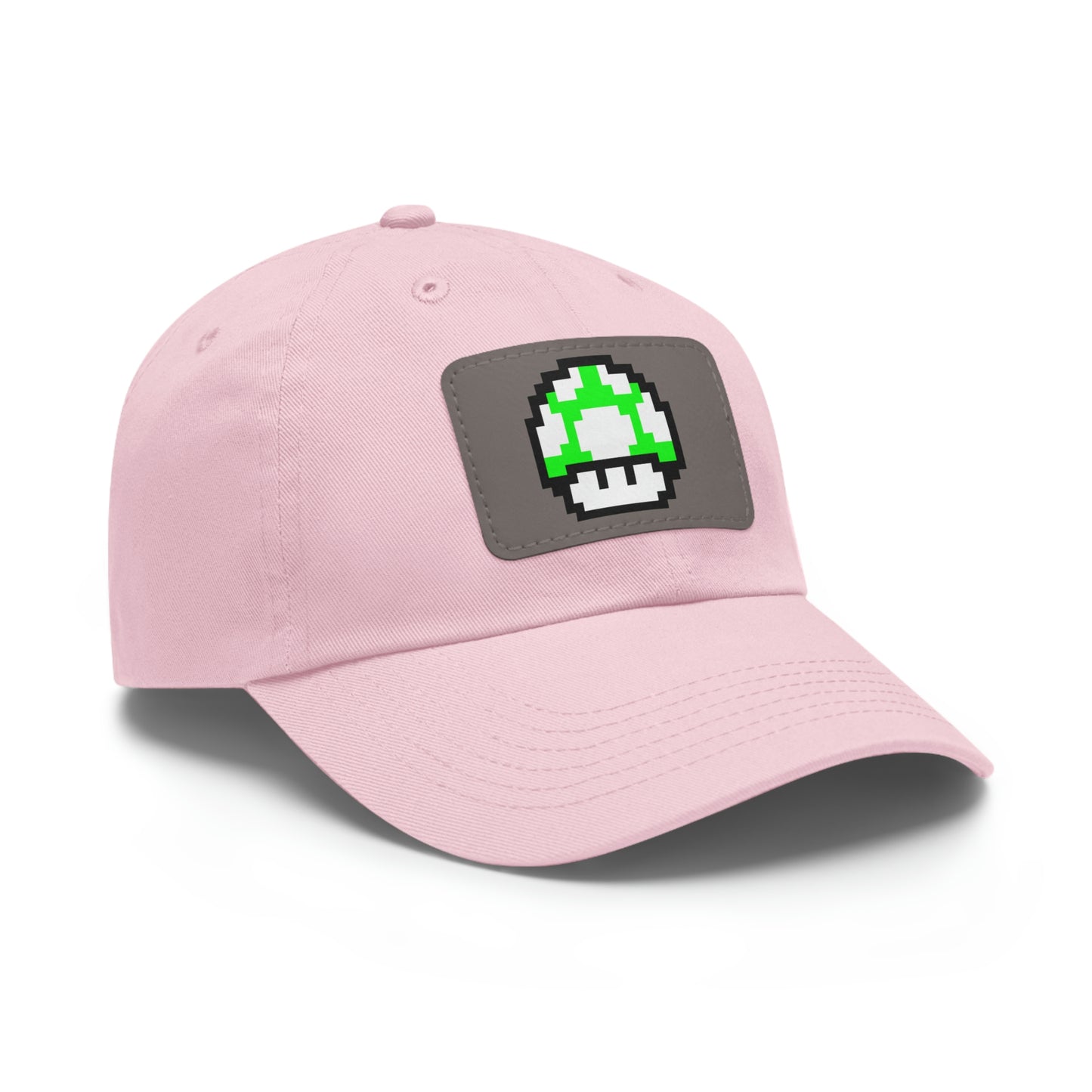 Mushroom 1 UP 8 Bit Style Dad Hat with Leather Patch