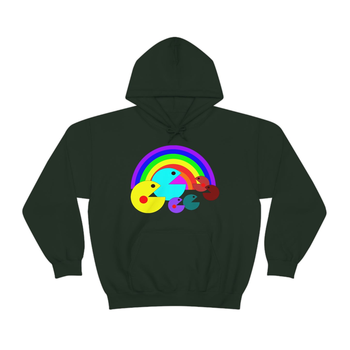 Pac Man Style Ranbow Unisex Hooded Sweatshirt