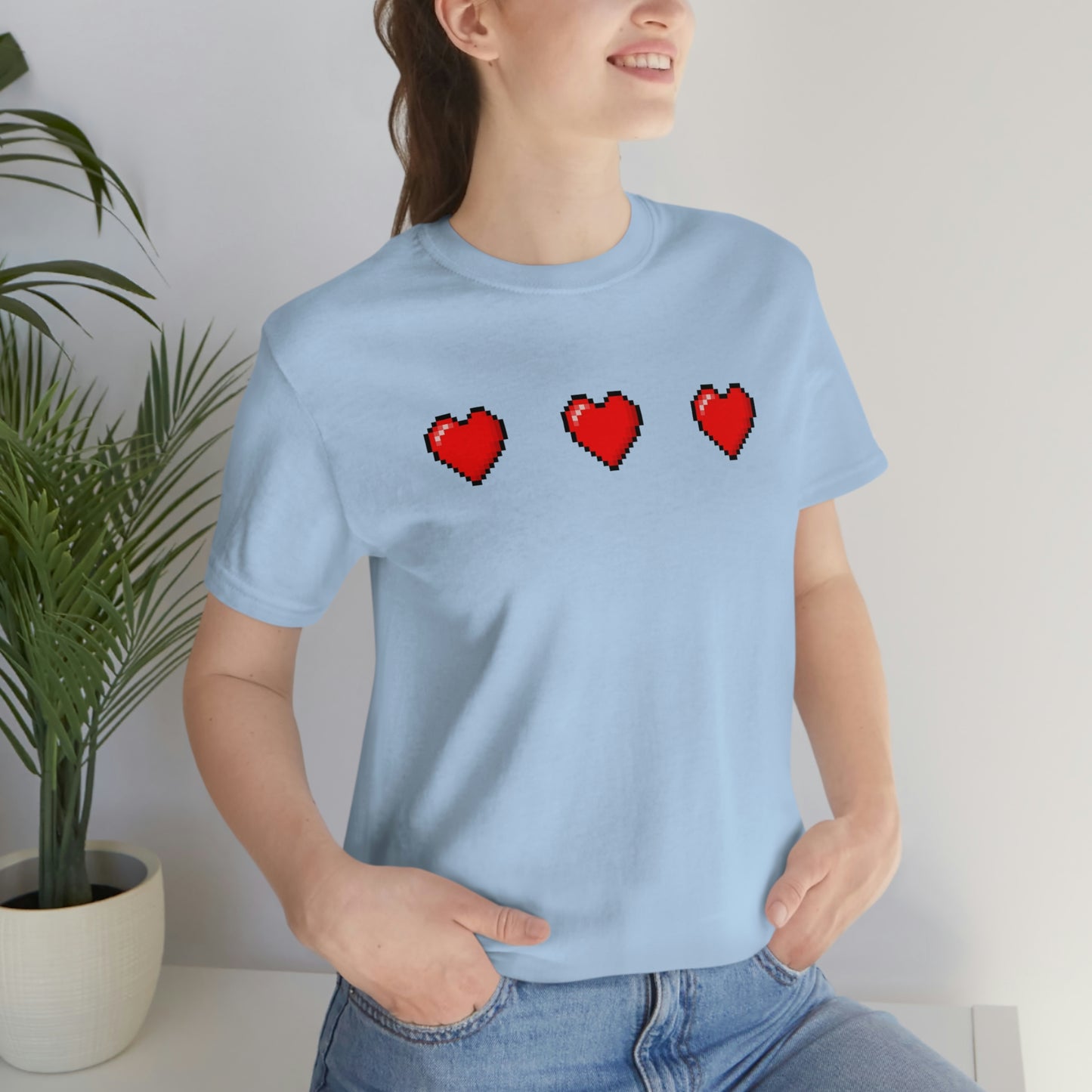 Hearts 8 Bit Style Unisex Jersey Short Sleeve Tee