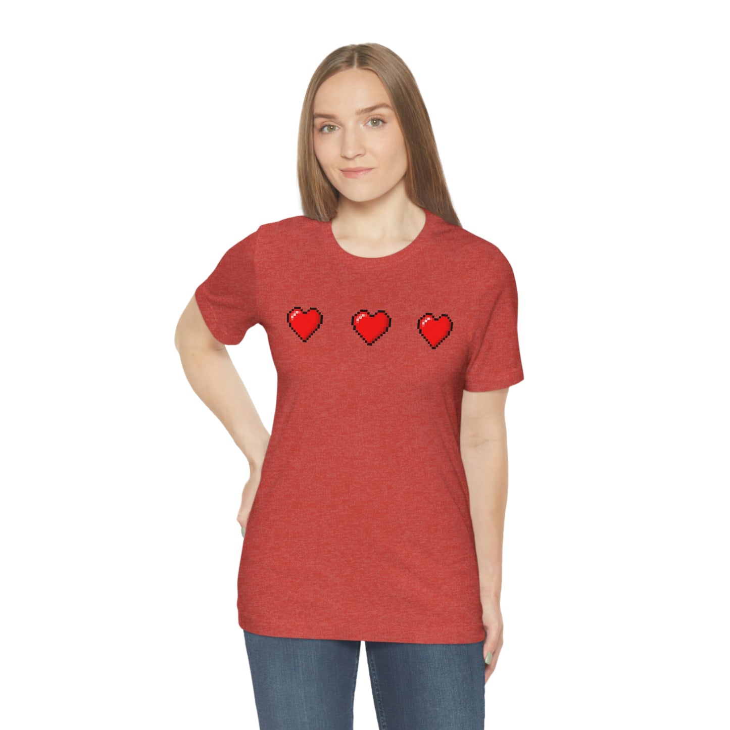 Hearts 8 Bit Style Unisex Jersey Short Sleeve Tee