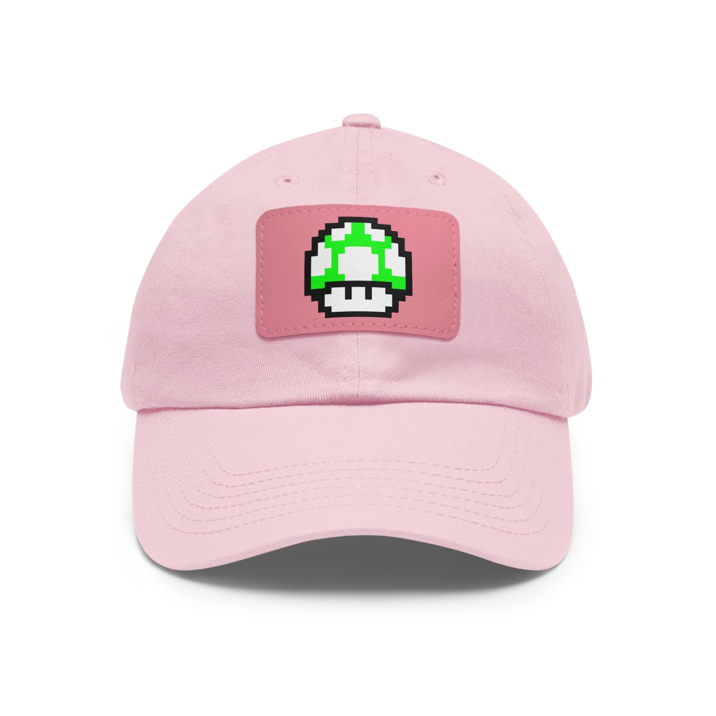 Mushroom 1 UP 8 Bit Style Dad Hat with Leather Patch