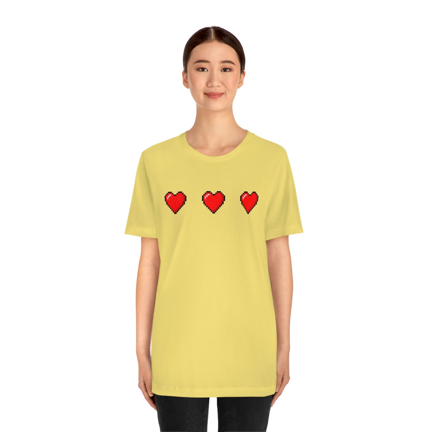 Hearts 8 Bit Style Unisex Jersey Short Sleeve Tee