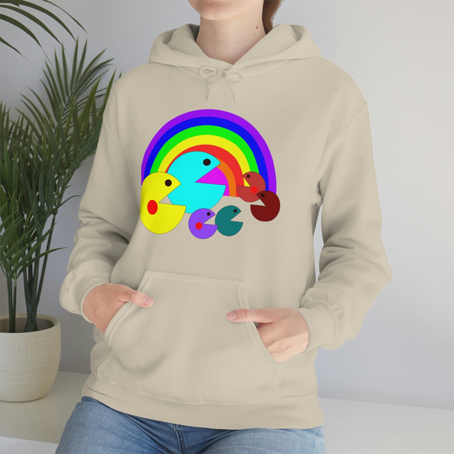 Pac Man Style Ranbow Unisex Hooded Sweatshirt