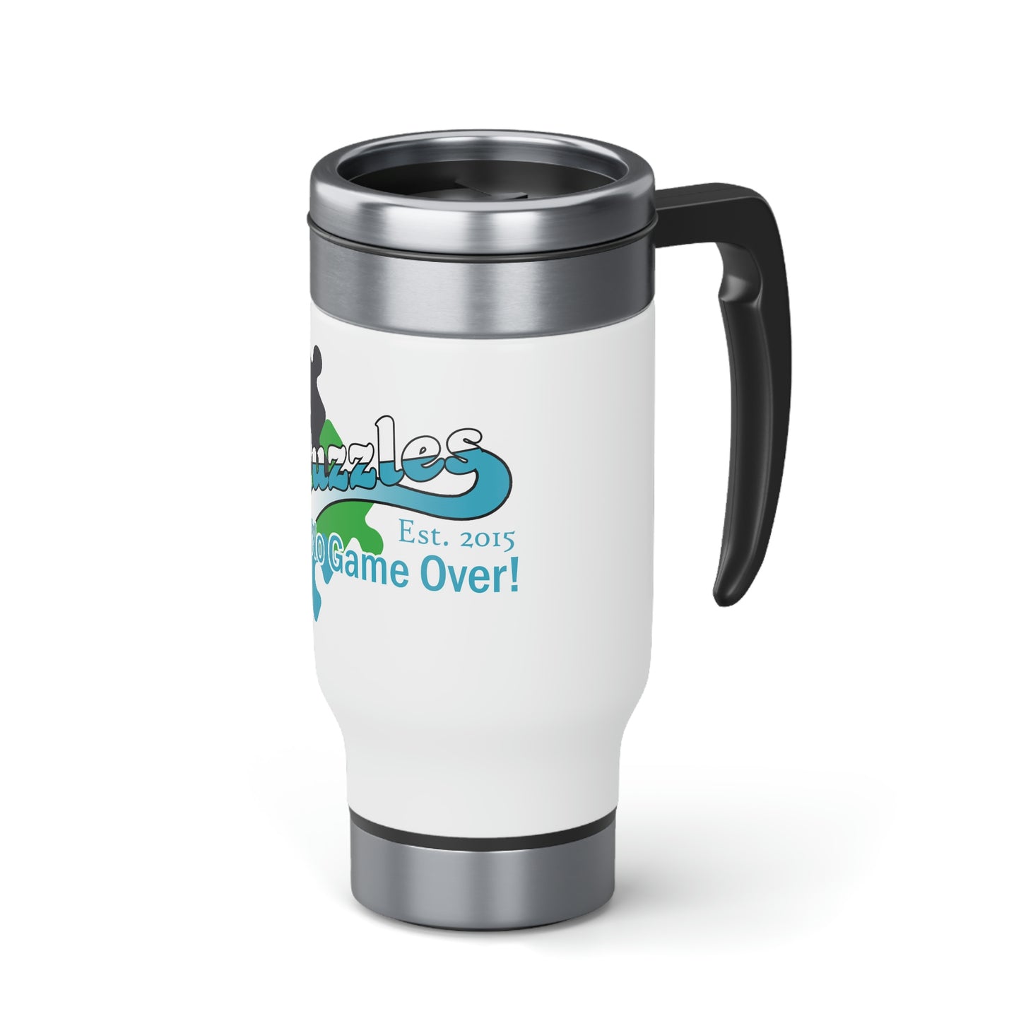 Puzzles LTD Stainless Steel Travel Mug with Handle, 14oz