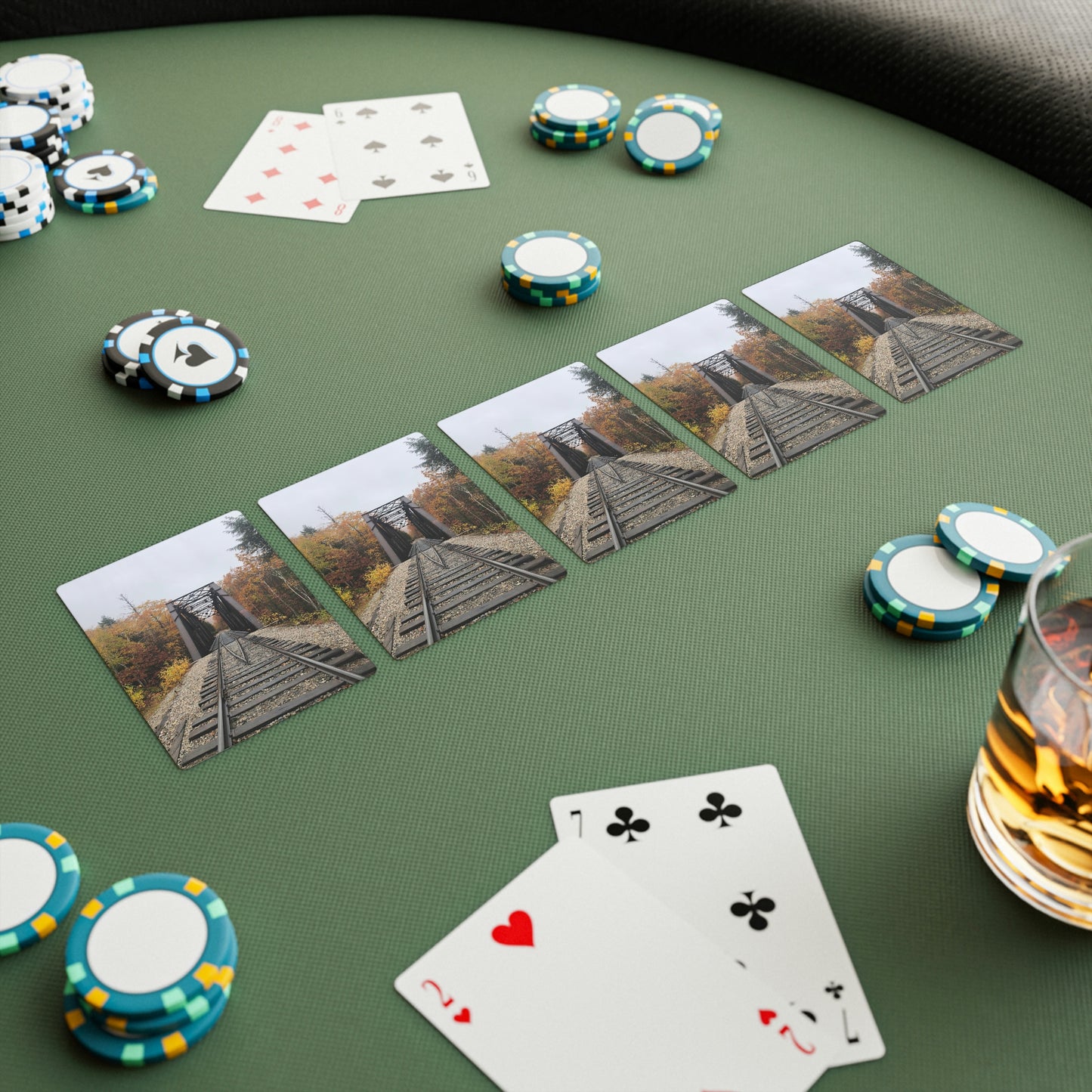 Train Tracks Fall Style Playing Cards
