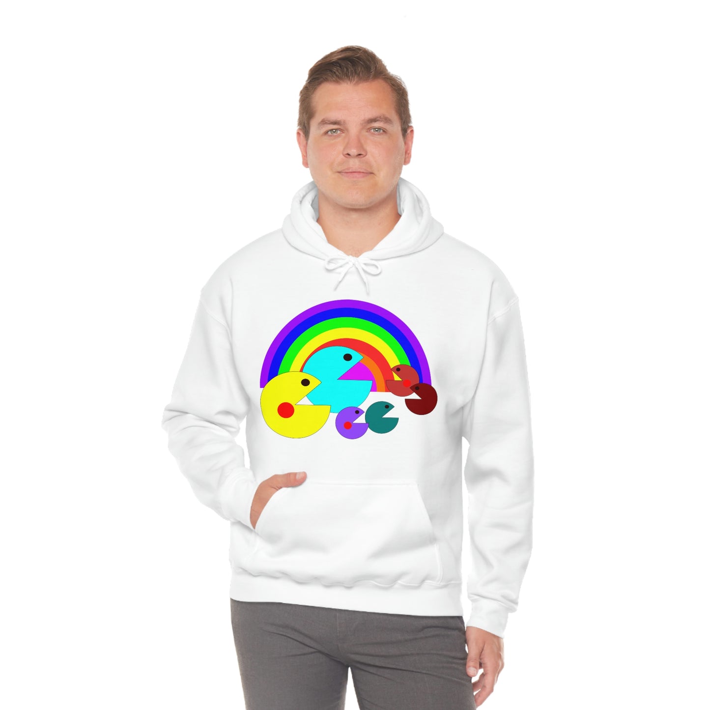 Pac Man Style Ranbow Unisex Hooded Sweatshirt