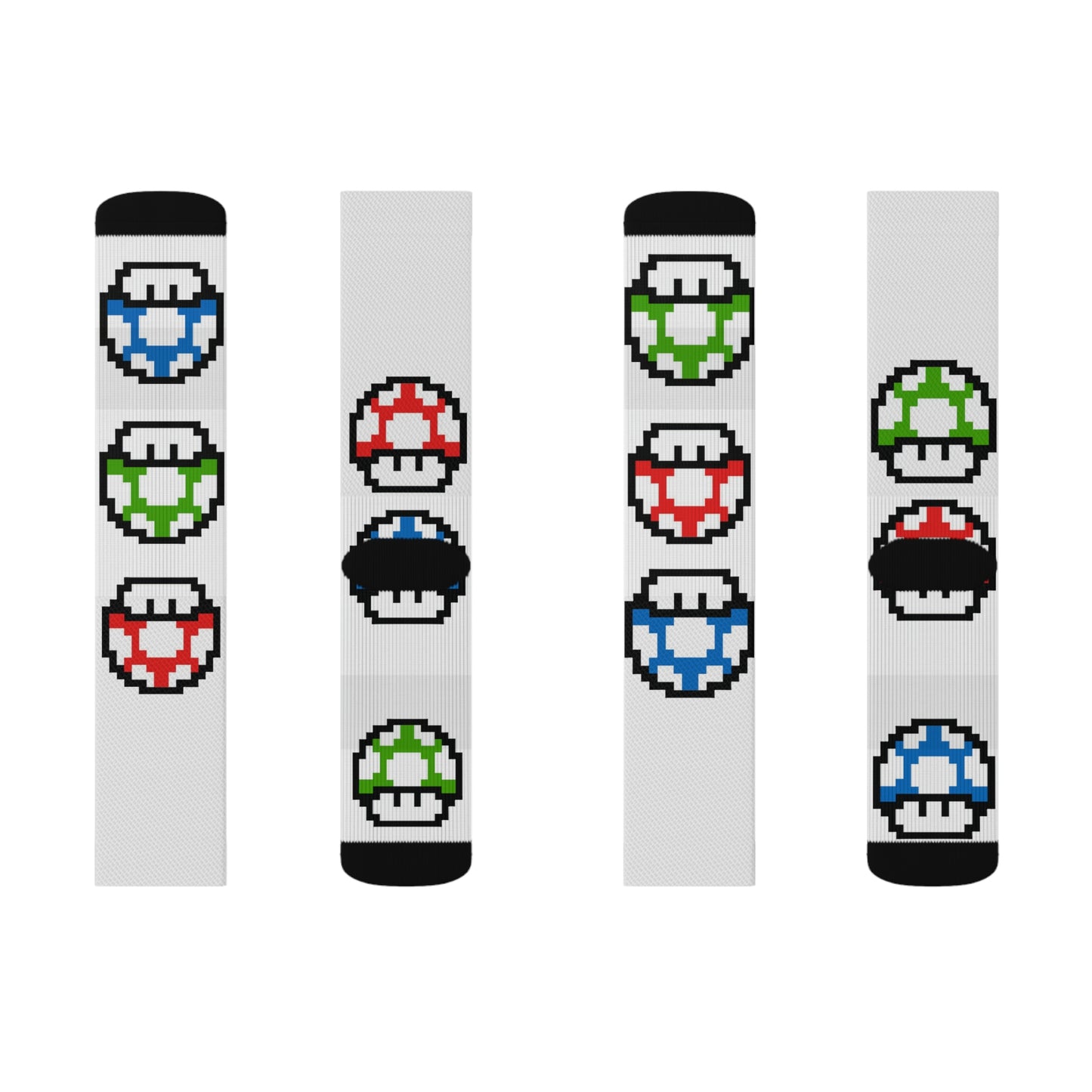 Mushroom Video Game Style Background Sublimation Socks