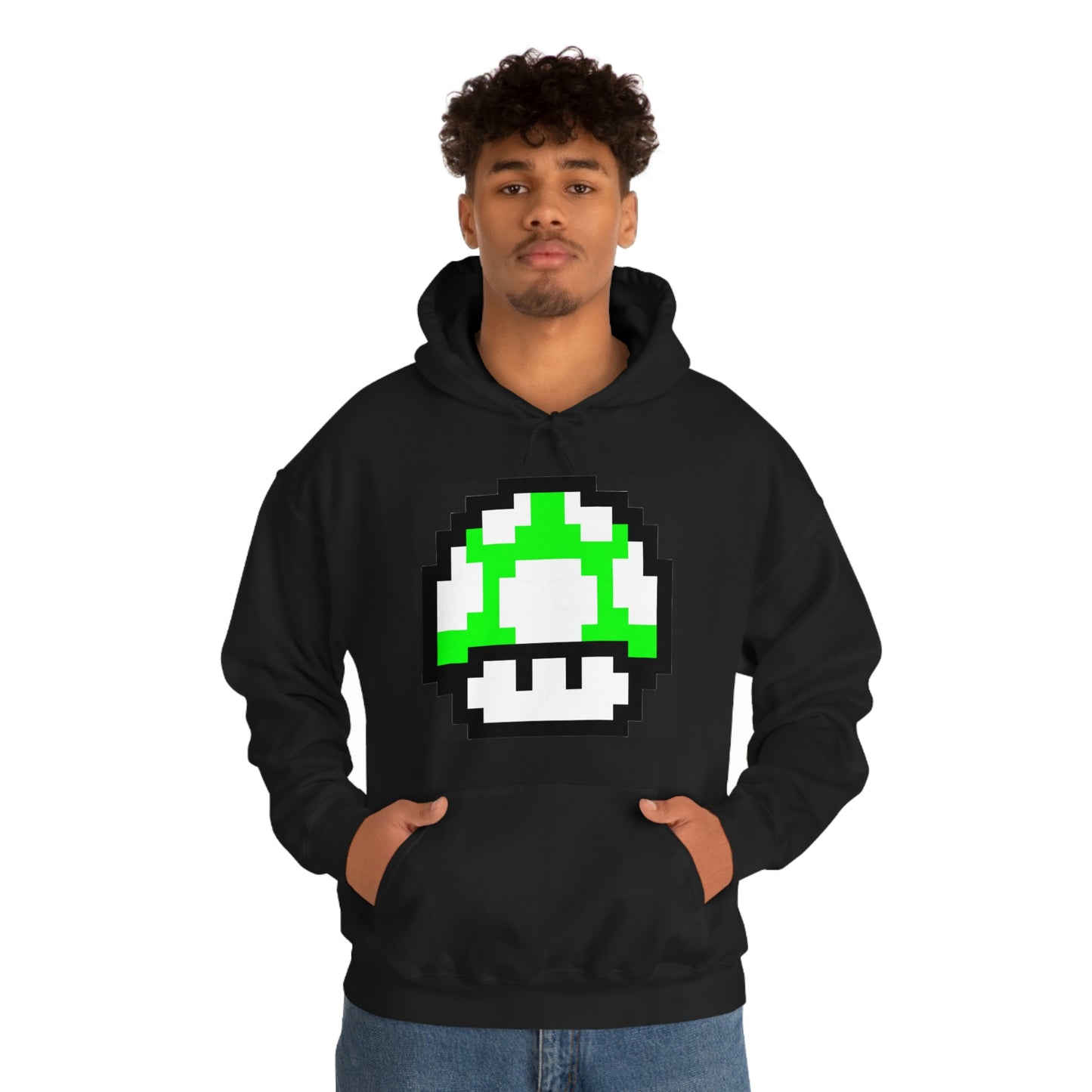 Mushroom 1UP 8 Bit Retro Style Unisex Hooded Sweatshirt