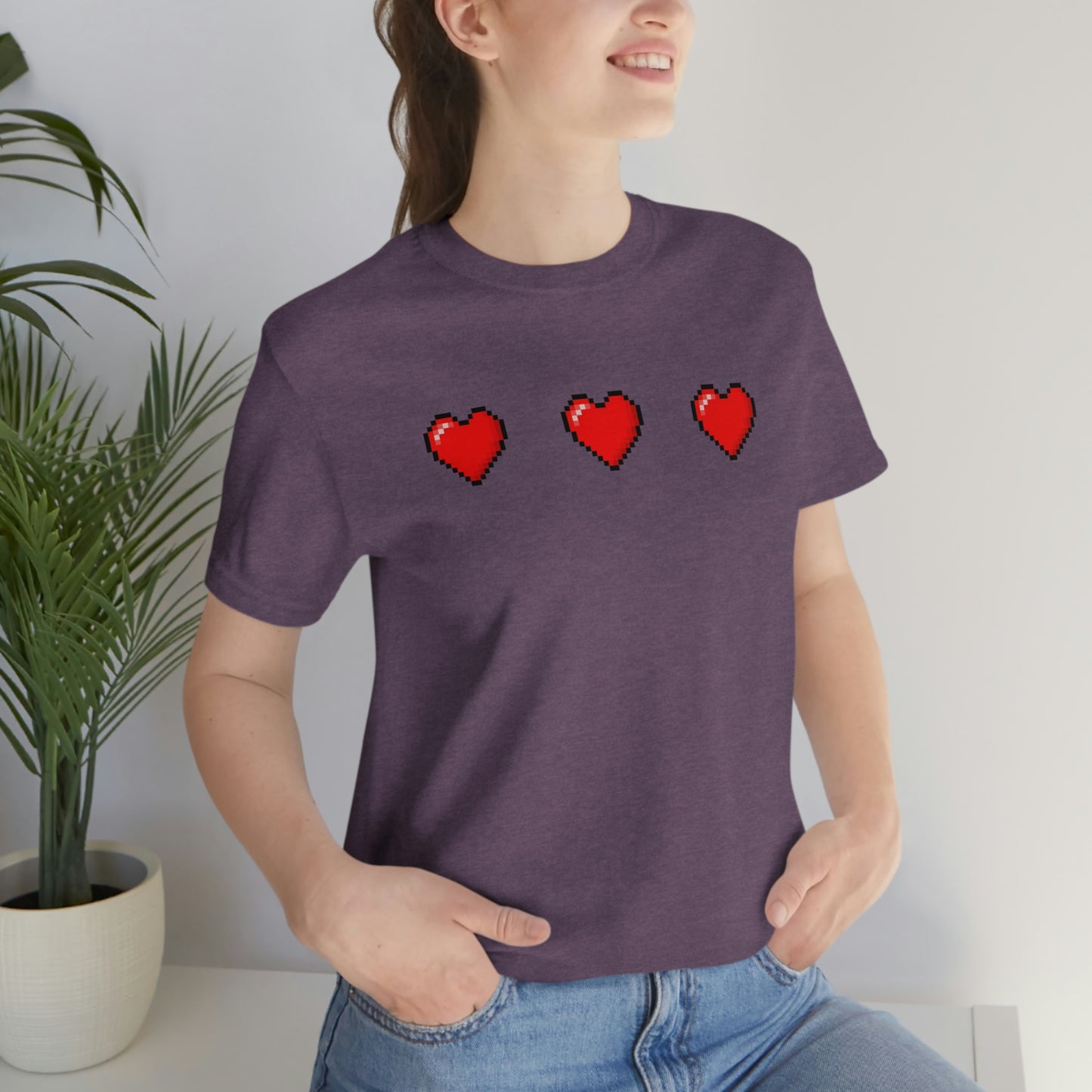 Hearts 8 Bit Style Unisex Jersey Short Sleeve Tee