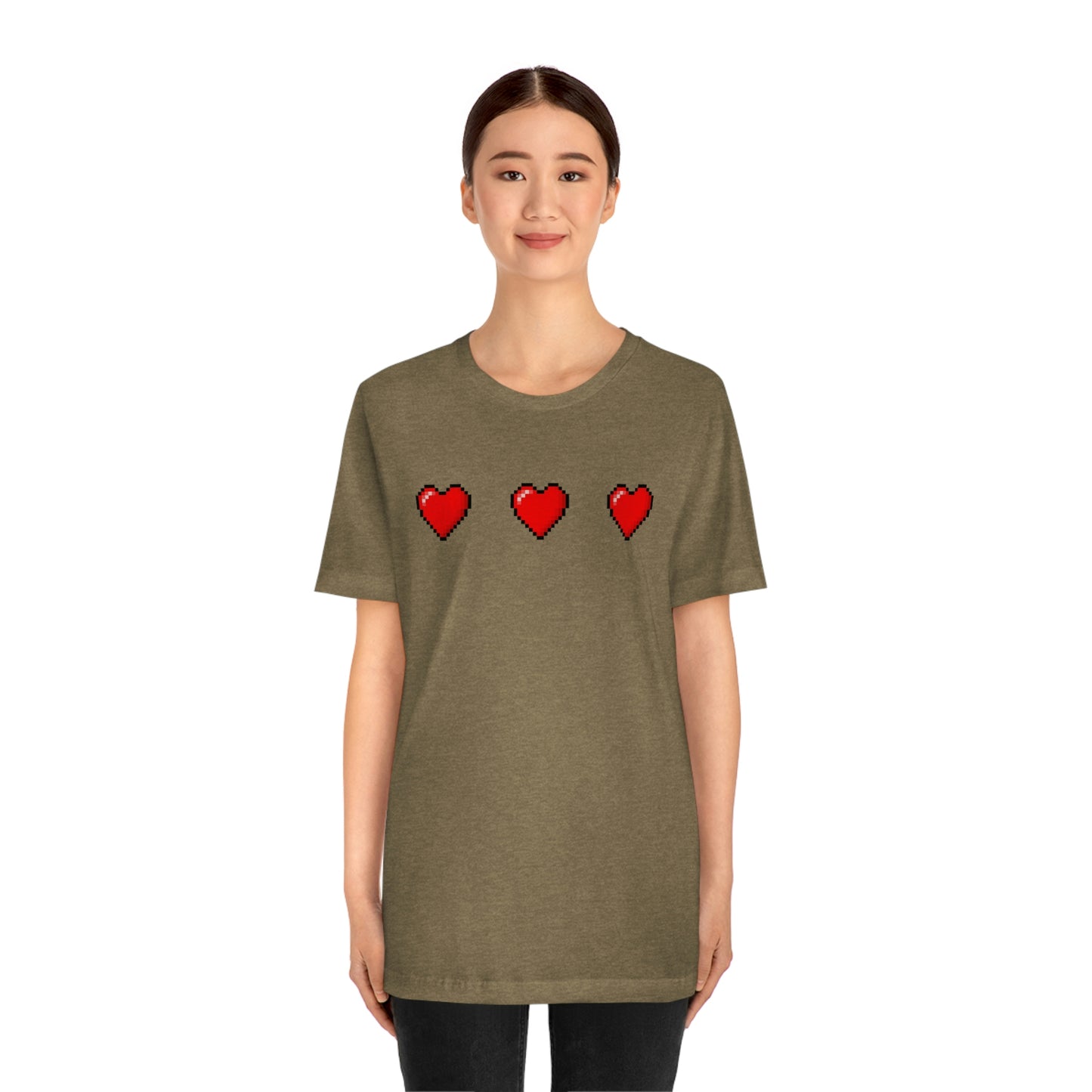 Hearts 8 Bit Style Unisex Jersey Short Sleeve Tee