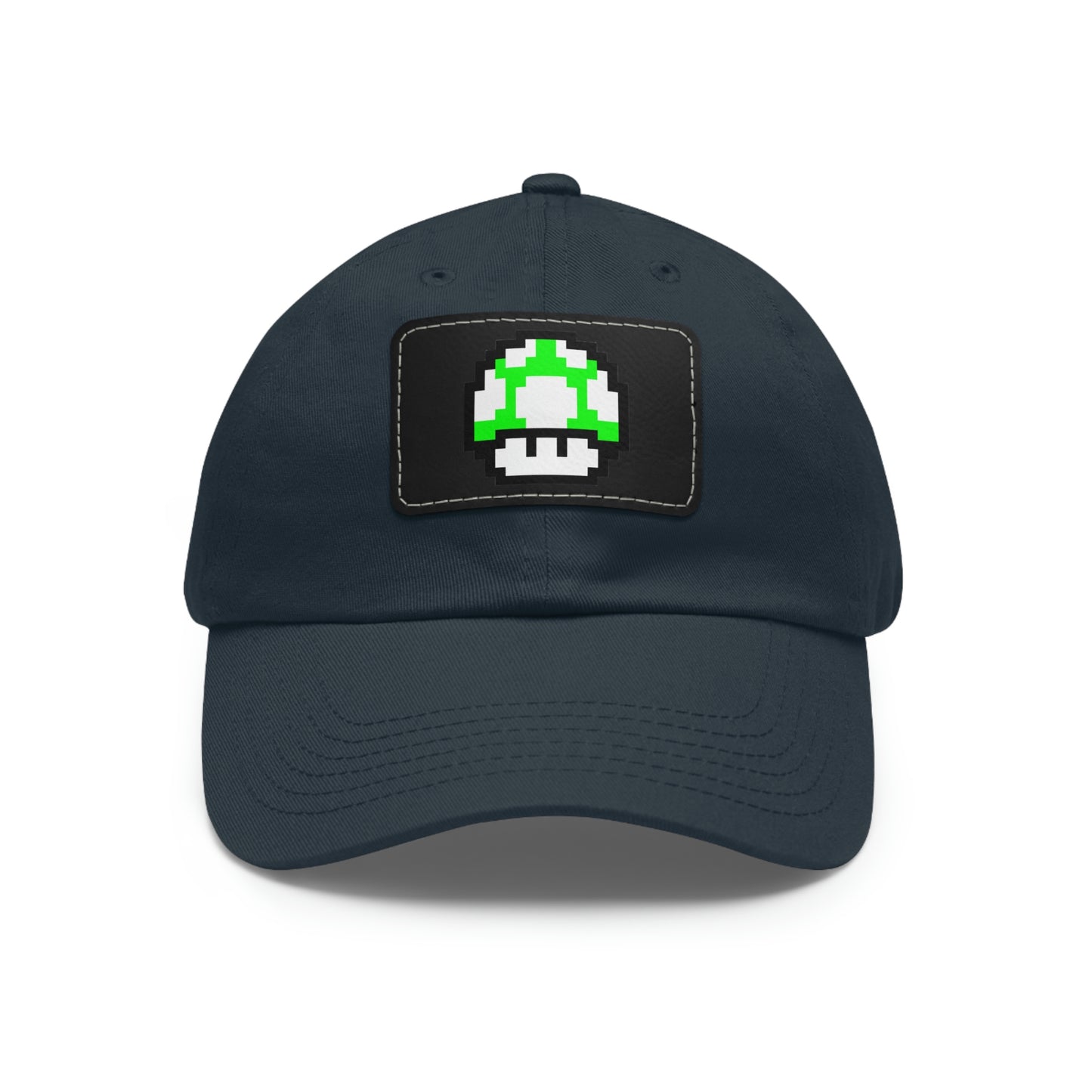 Mushroom 1 UP 8 Bit Style Dad Hat with Leather Patch