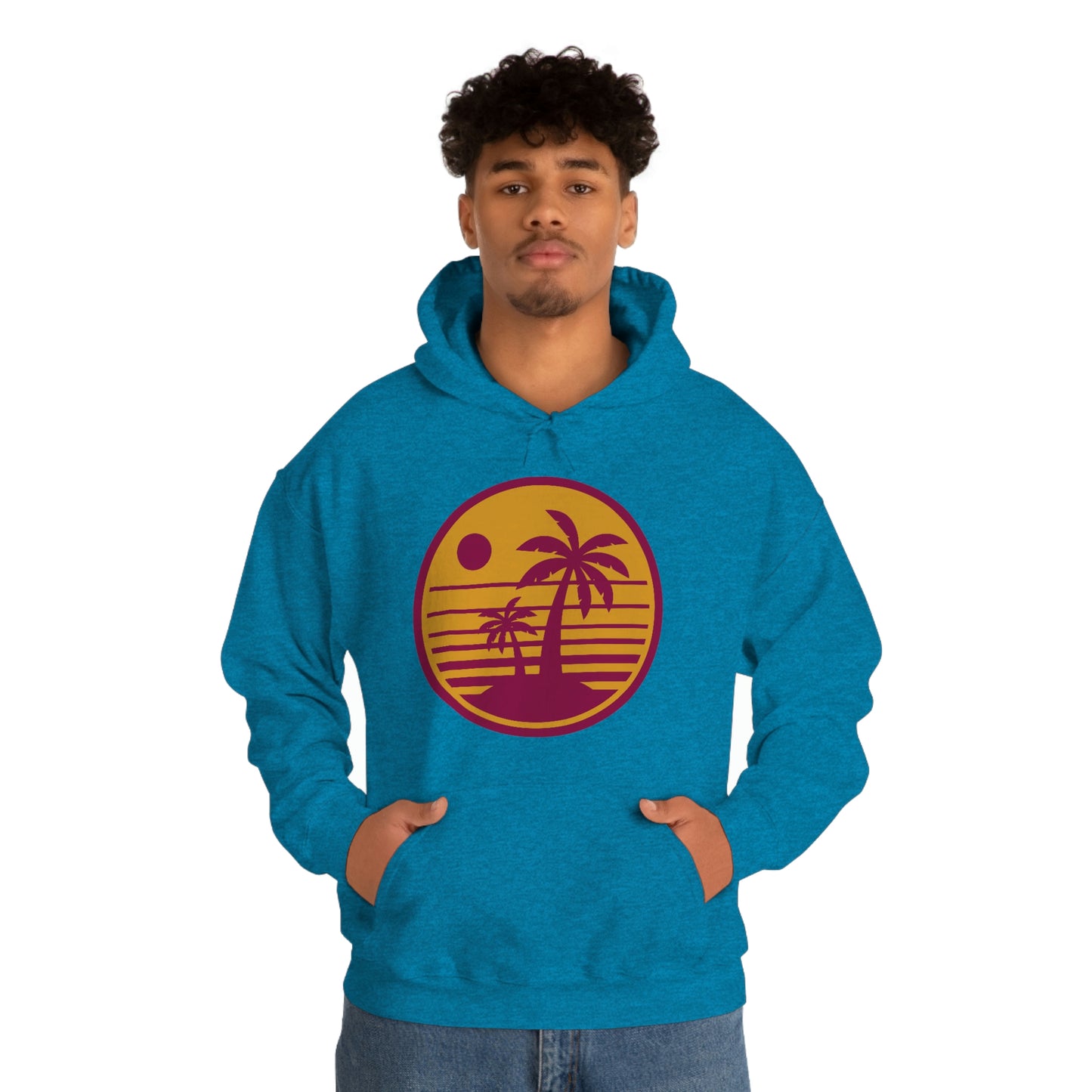 Retro Sunset Beach Unisex Hooded Sweatshirt