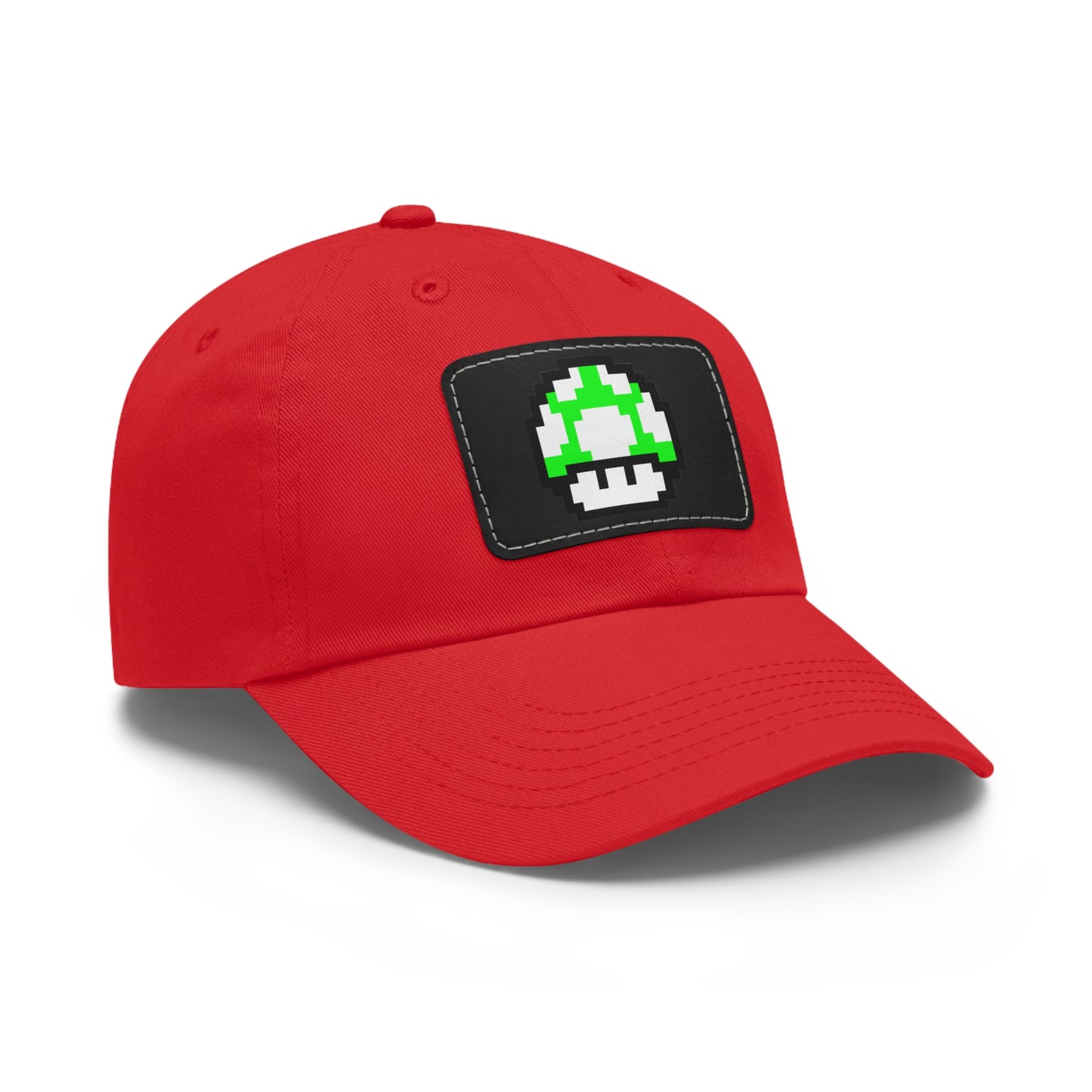 Mushroom 1 UP 8 Bit Style Dad Hat with Leather Patch