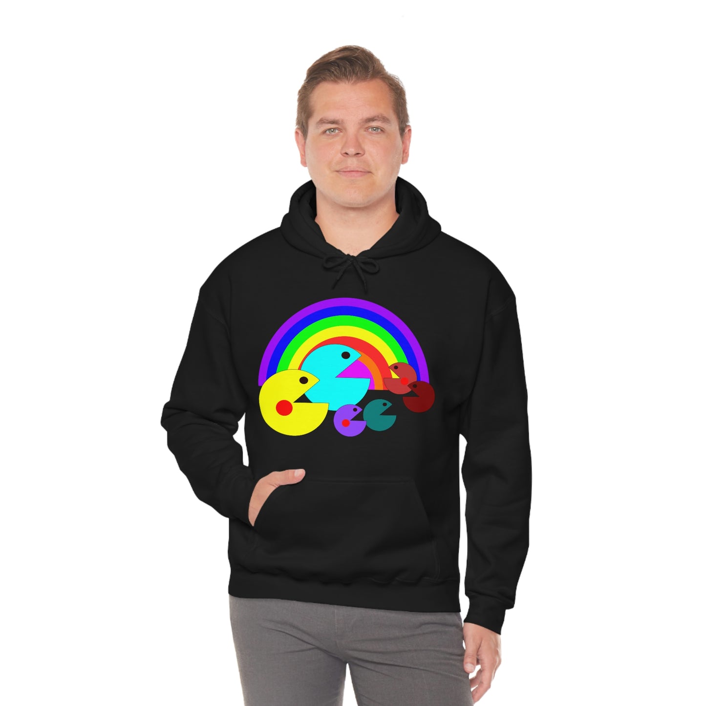 Pac Man Style Ranbow Unisex Hooded Sweatshirt