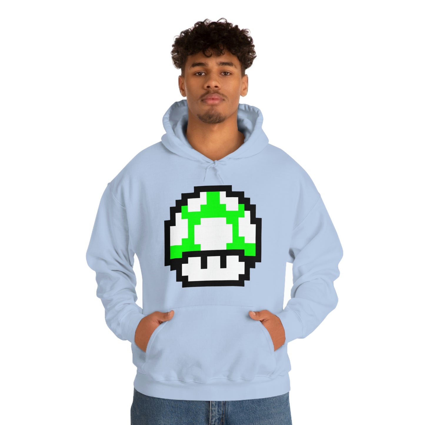 Mushroom 1UP 8 Bit Retro Style Unisex Hooded Sweatshirt