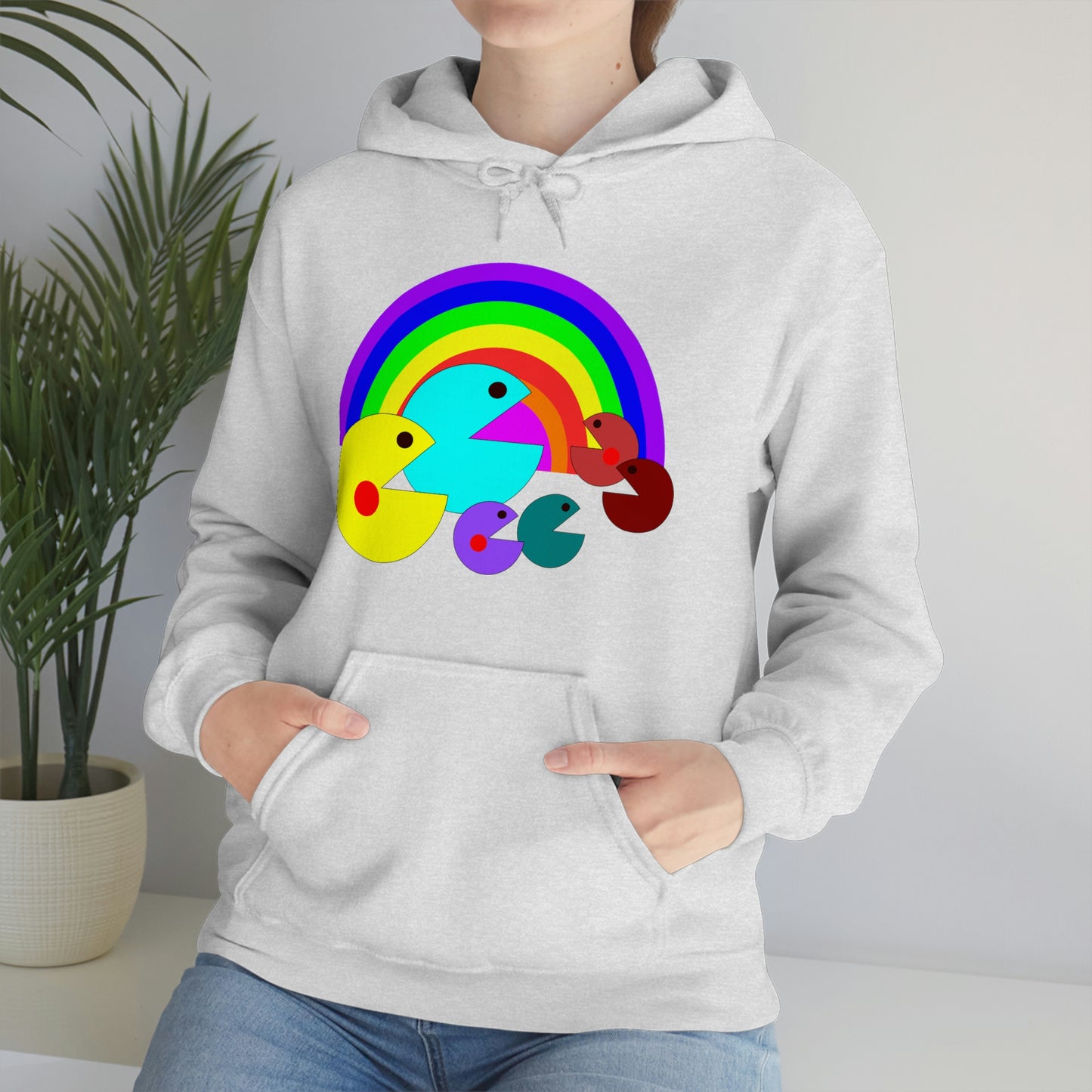 Pac Man Style Ranbow Unisex Hooded Sweatshirt