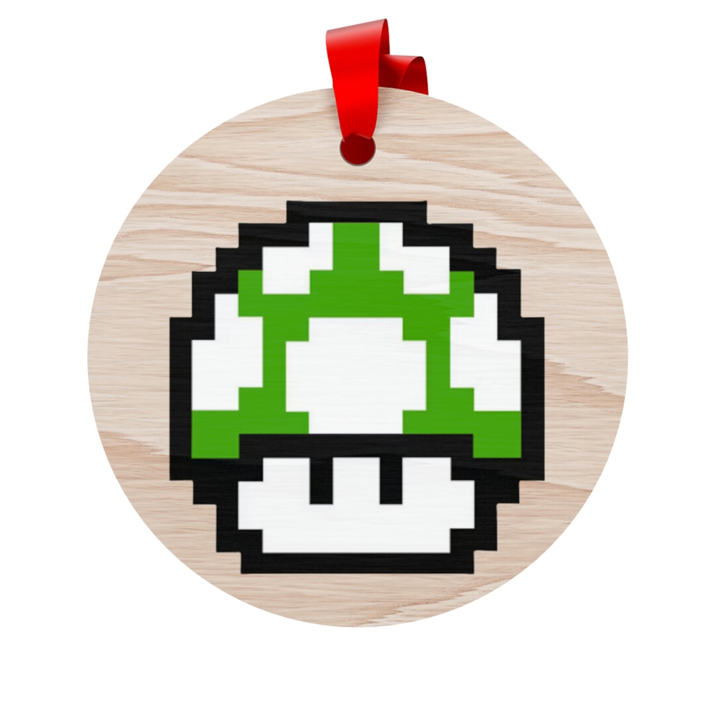 Mushroom 8 Bit Retro Style Wooden Christmas Ornaments