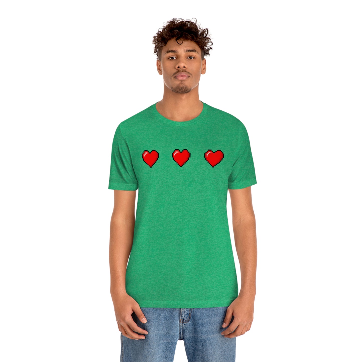 Hearts 8 Bit Style Unisex Jersey Short Sleeve Tee