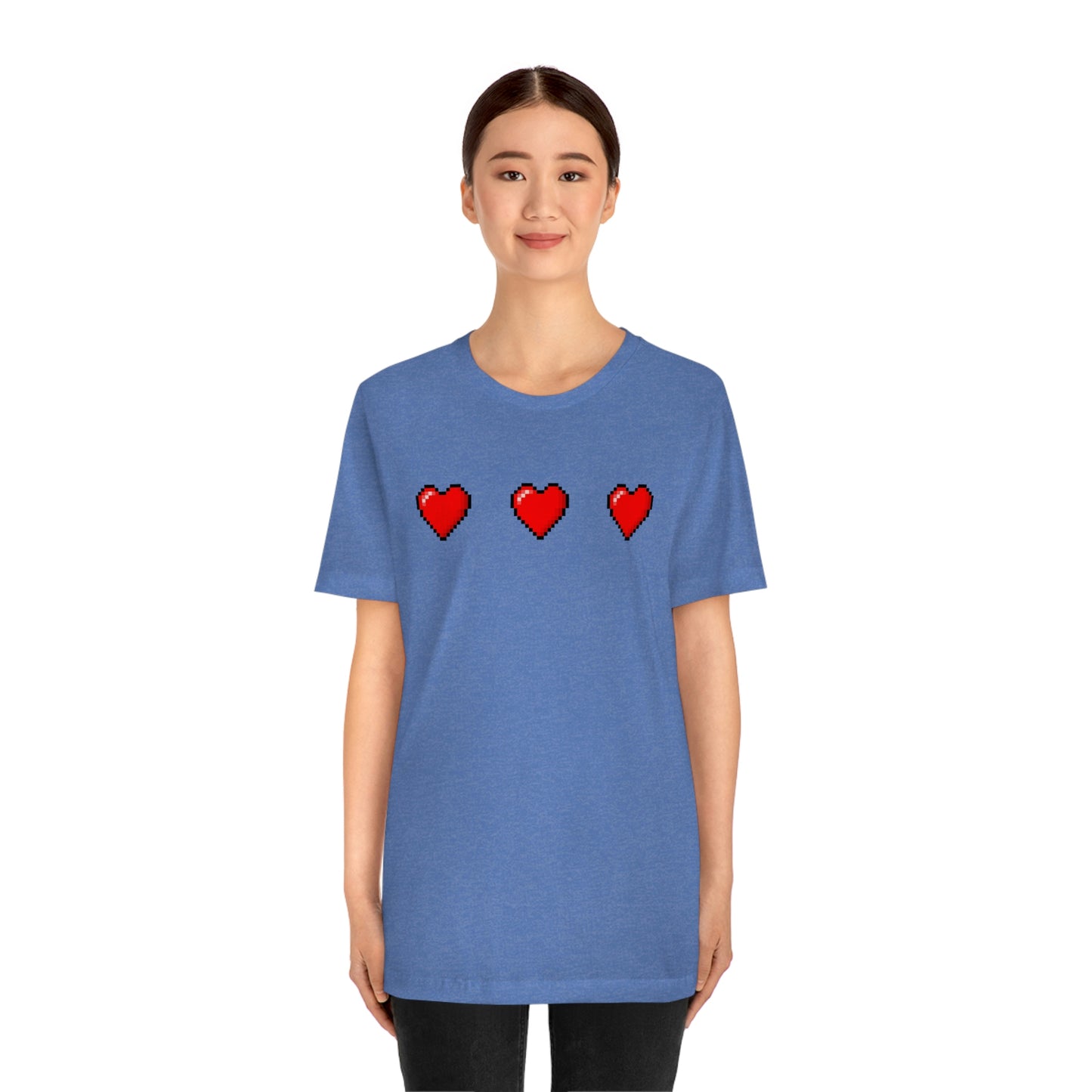 Hearts 8 Bit Style Unisex Jersey Short Sleeve Tee