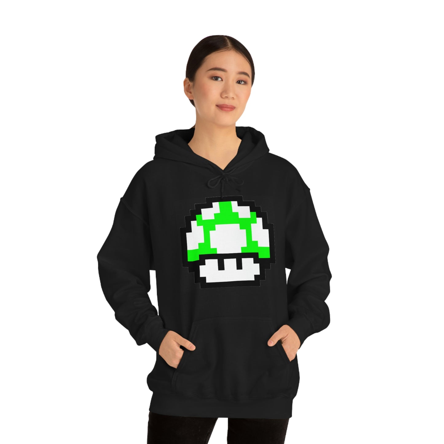 Mushroom 1UP 8 Bit Retro Style Unisex Hooded Sweatshirt