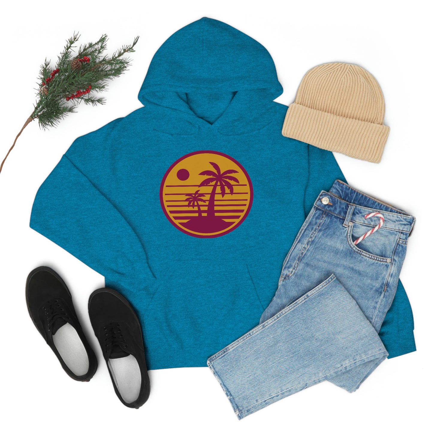 Retro Sunset Beach Unisex Hooded Sweatshirt