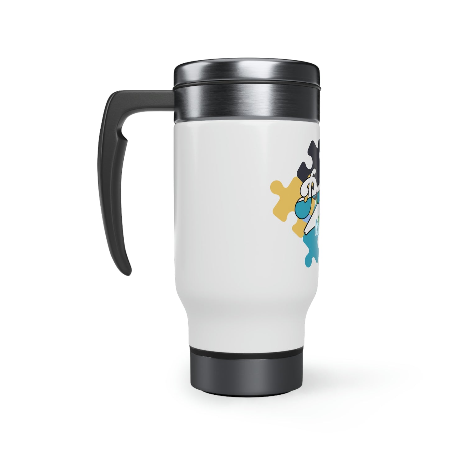 Puzzles LTD Stainless Steel Travel Mug with Handle, 14oz