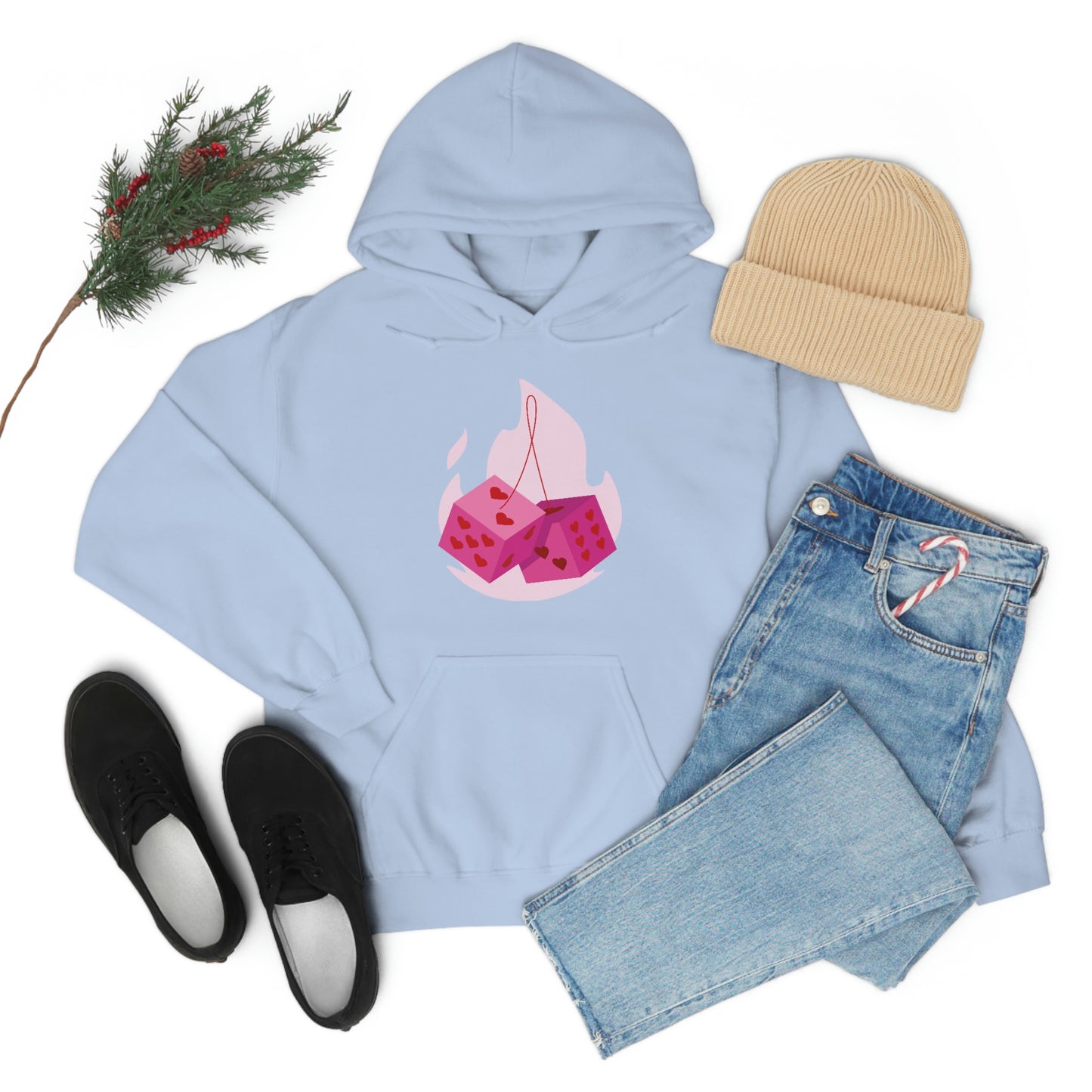 Dice Hearts Unisex Hooded Sweatshirt