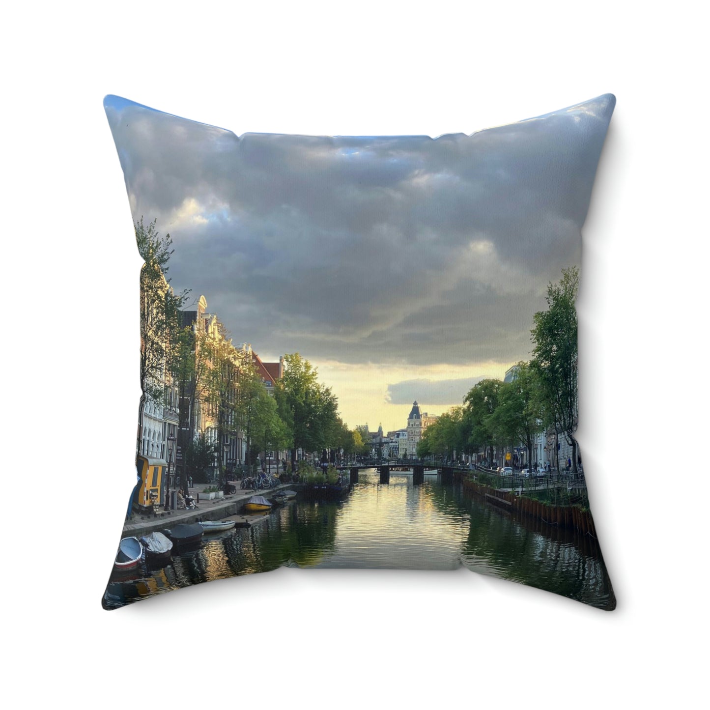 Amsterdam Canals Spun Polyester Square Pillow