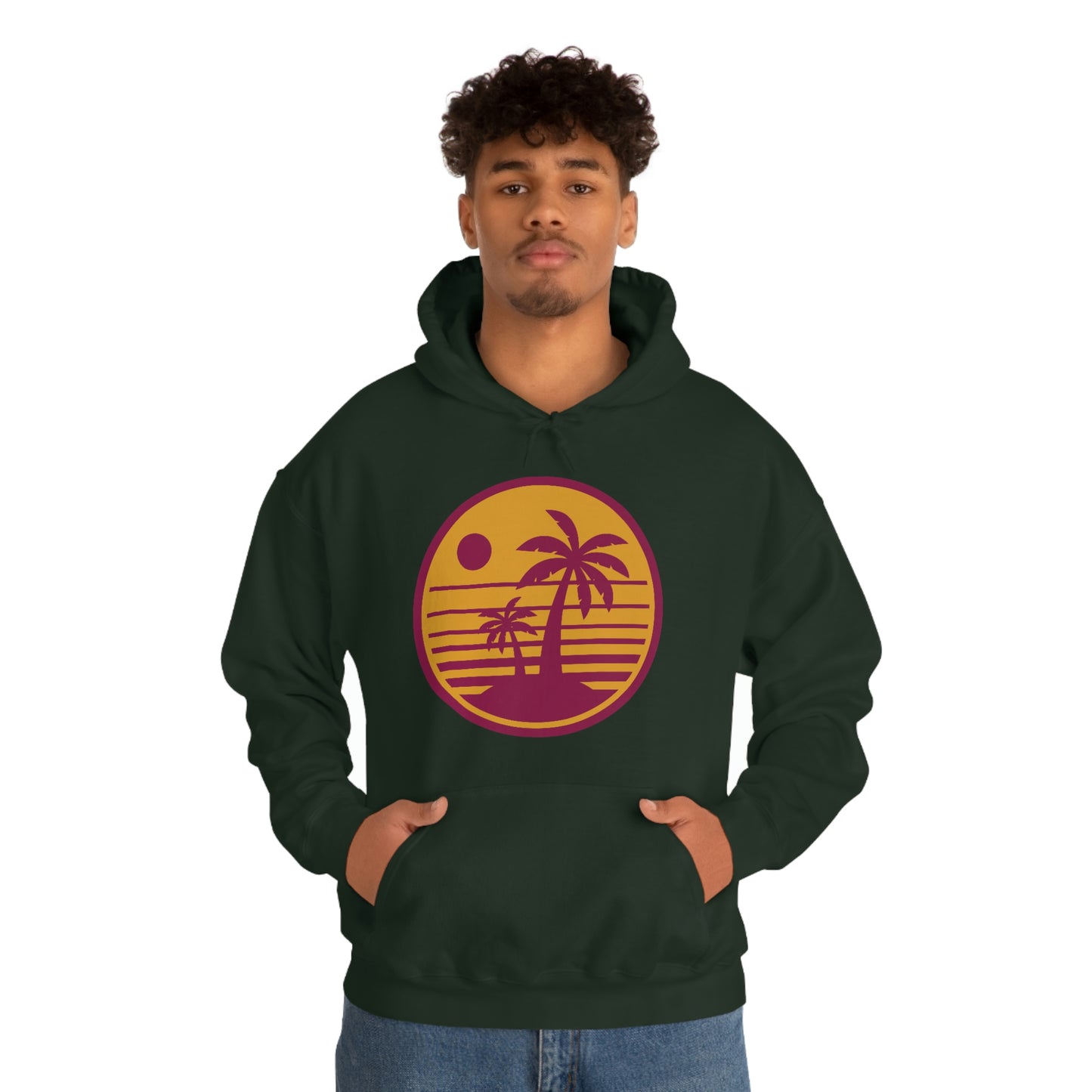 Retro Sunset Beach Unisex Hooded Sweatshirt