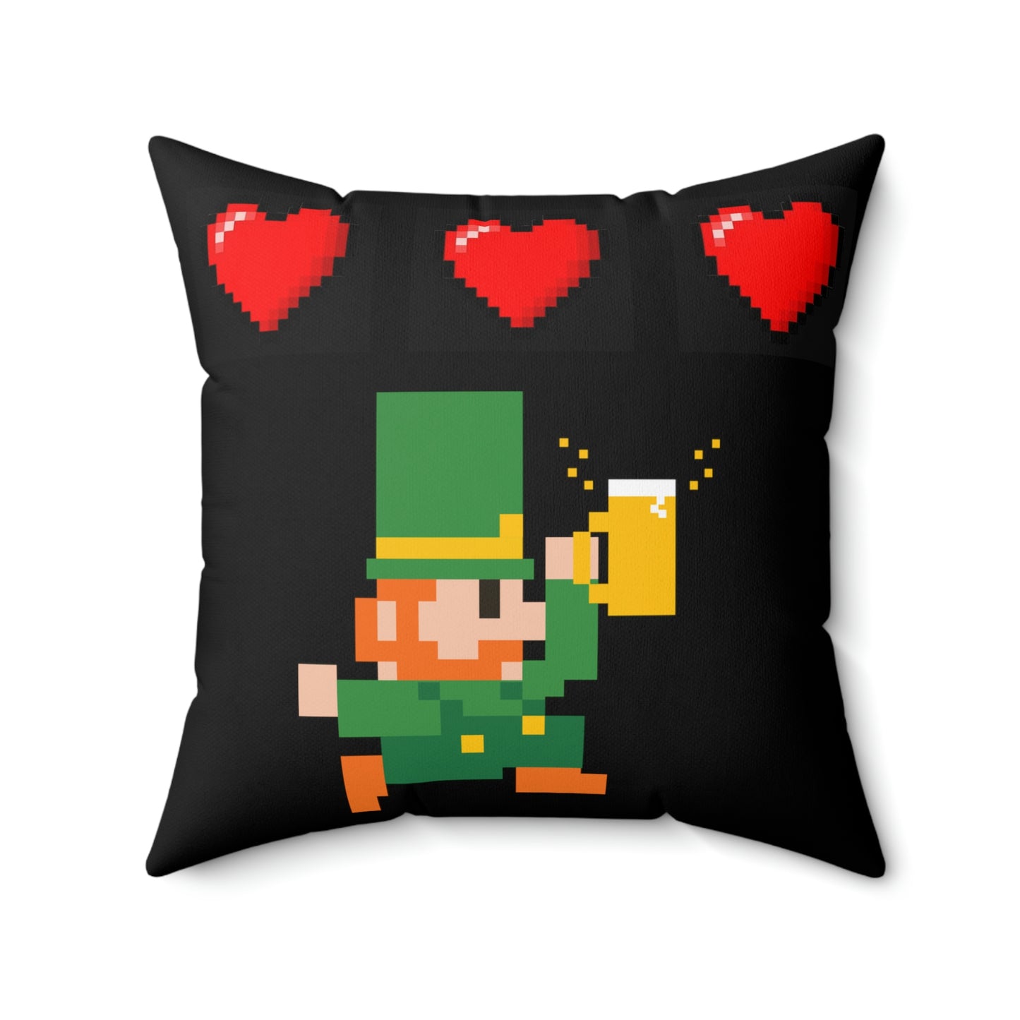 Leprechaun 8 Bit Style Spun Polyester Square Pillow