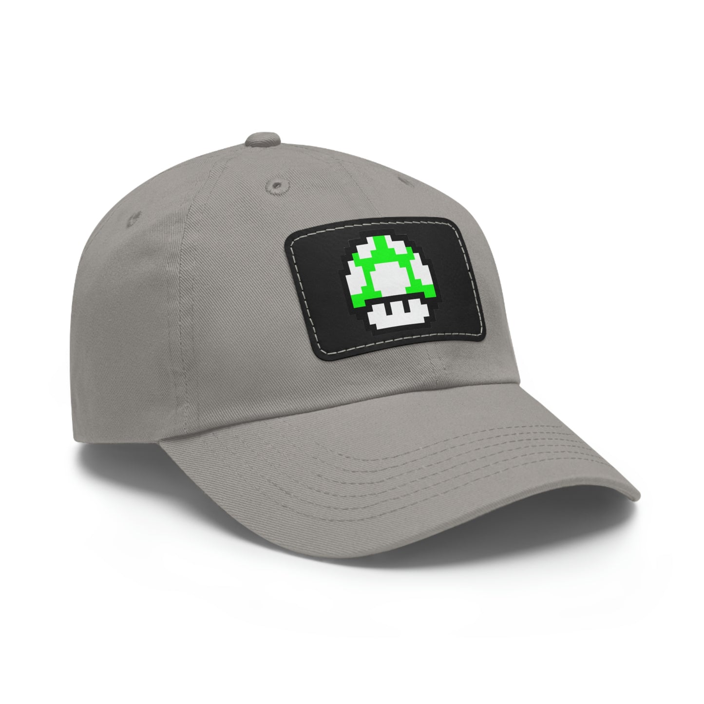 Mushroom 1 UP 8 Bit Style Dad Hat with Leather Patch