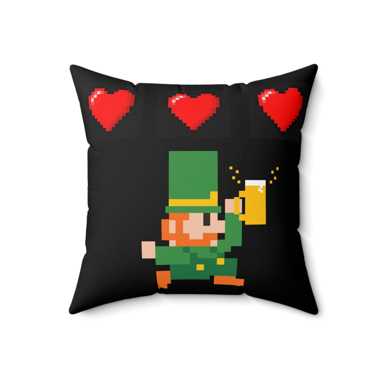Leprechaun 8 Bit Style Spun Polyester Square Pillow