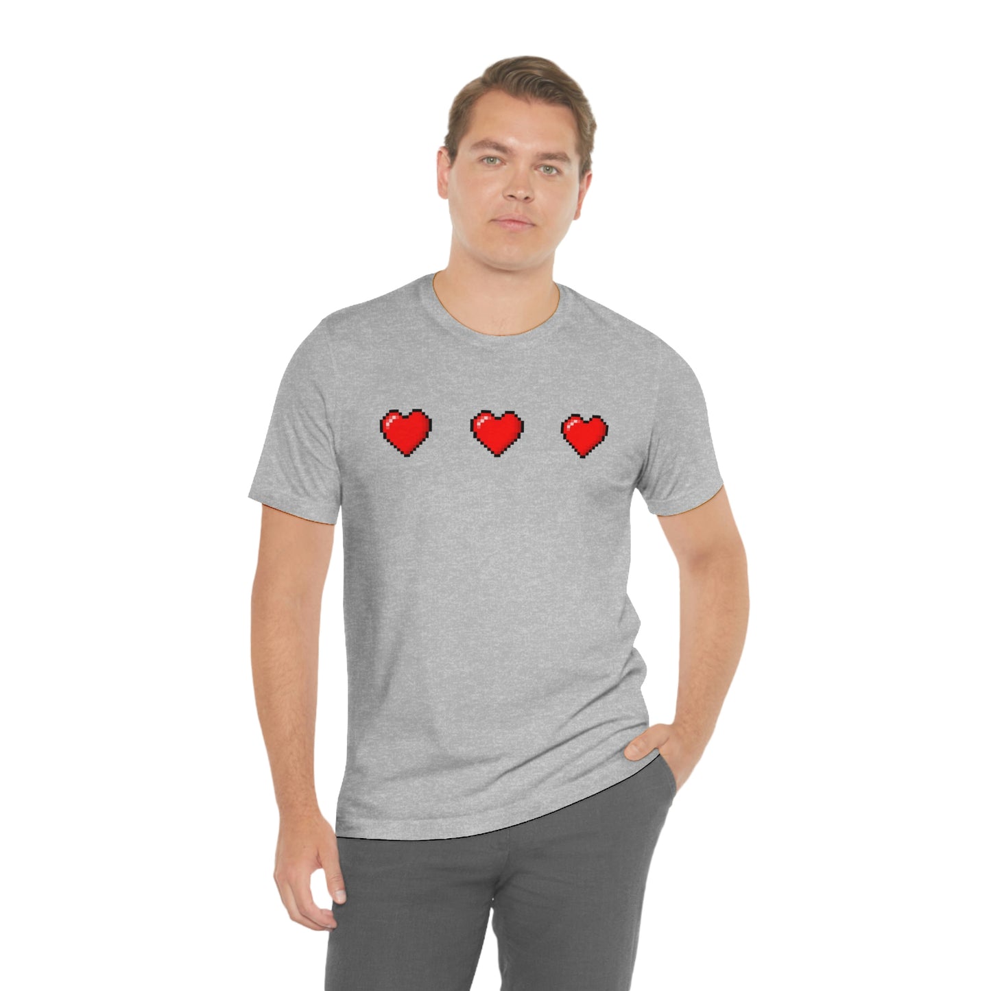 Hearts 8 Bit Style Unisex Jersey Short Sleeve Tee