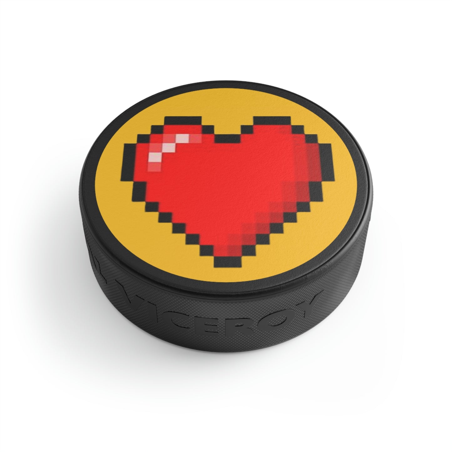 Heart 8 Bit Style Hockey Puck