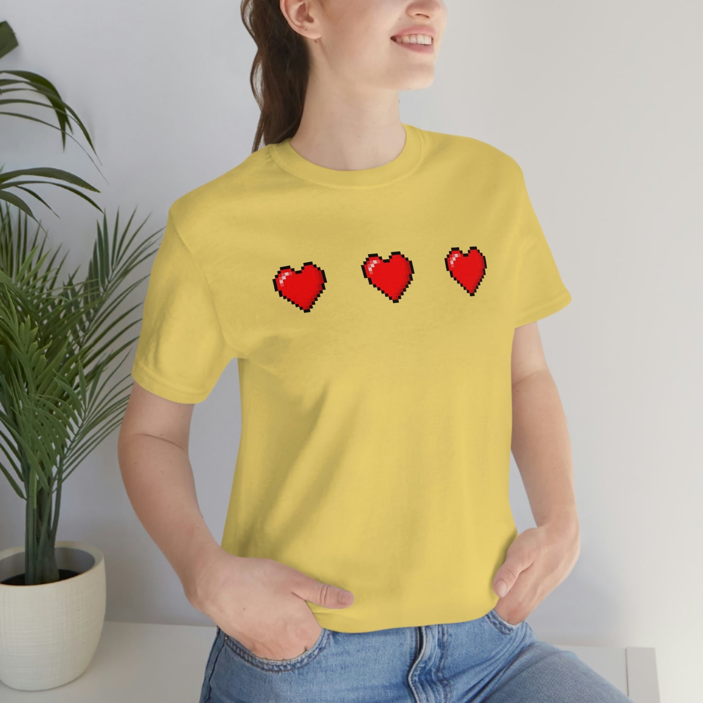 Hearts 8 Bit Style Unisex Jersey Short Sleeve Tee