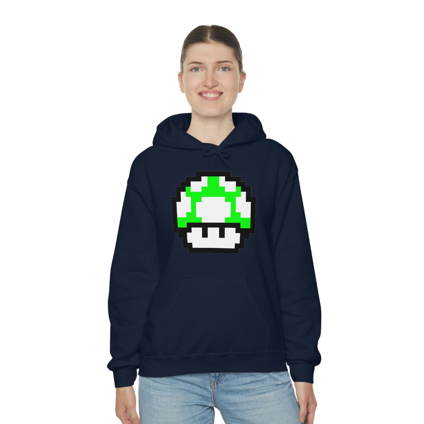 Mushroom 1UP 8 Bit Retro Style Unisex Hooded Sweatshirt