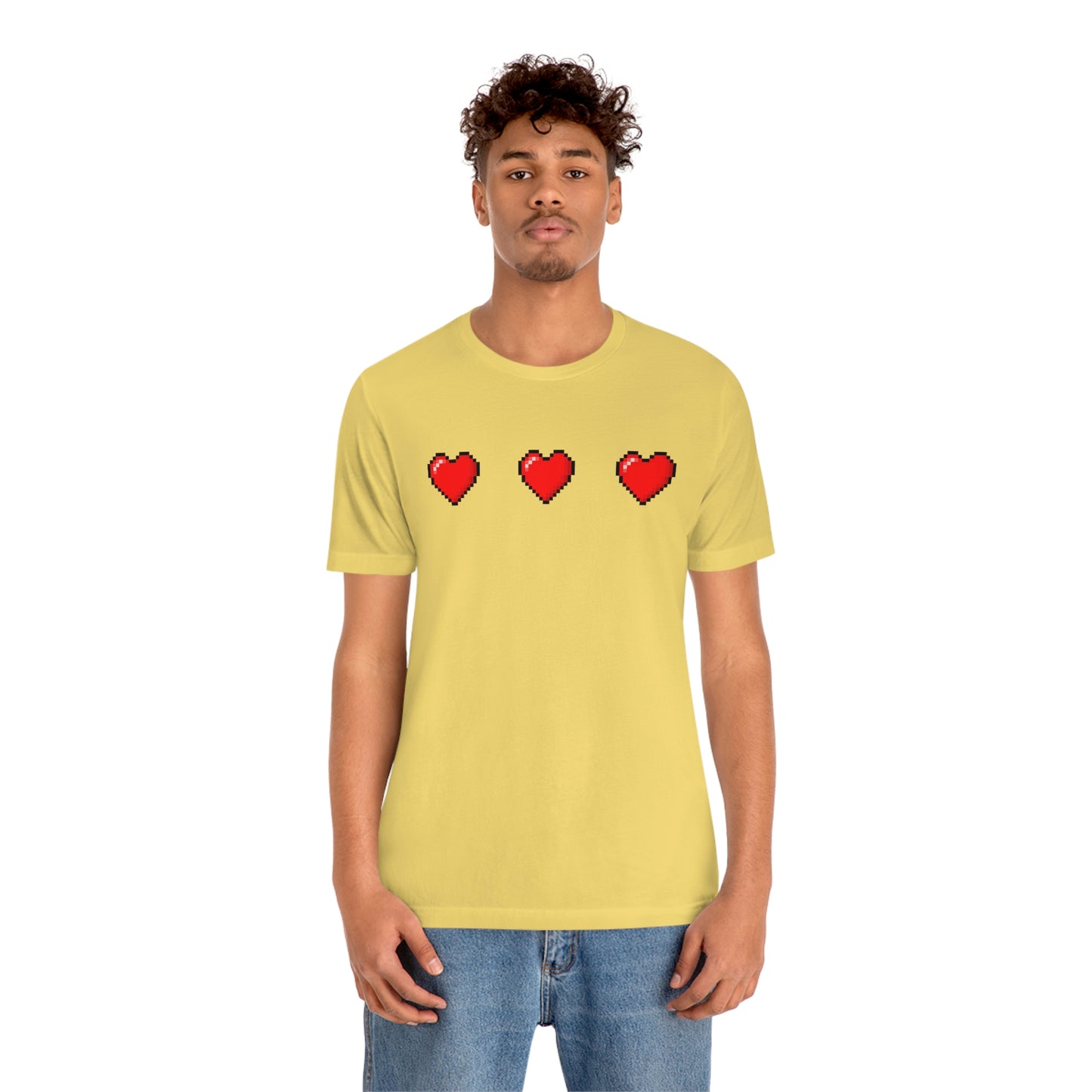 Hearts 8 Bit Style Unisex Jersey Short Sleeve Tee