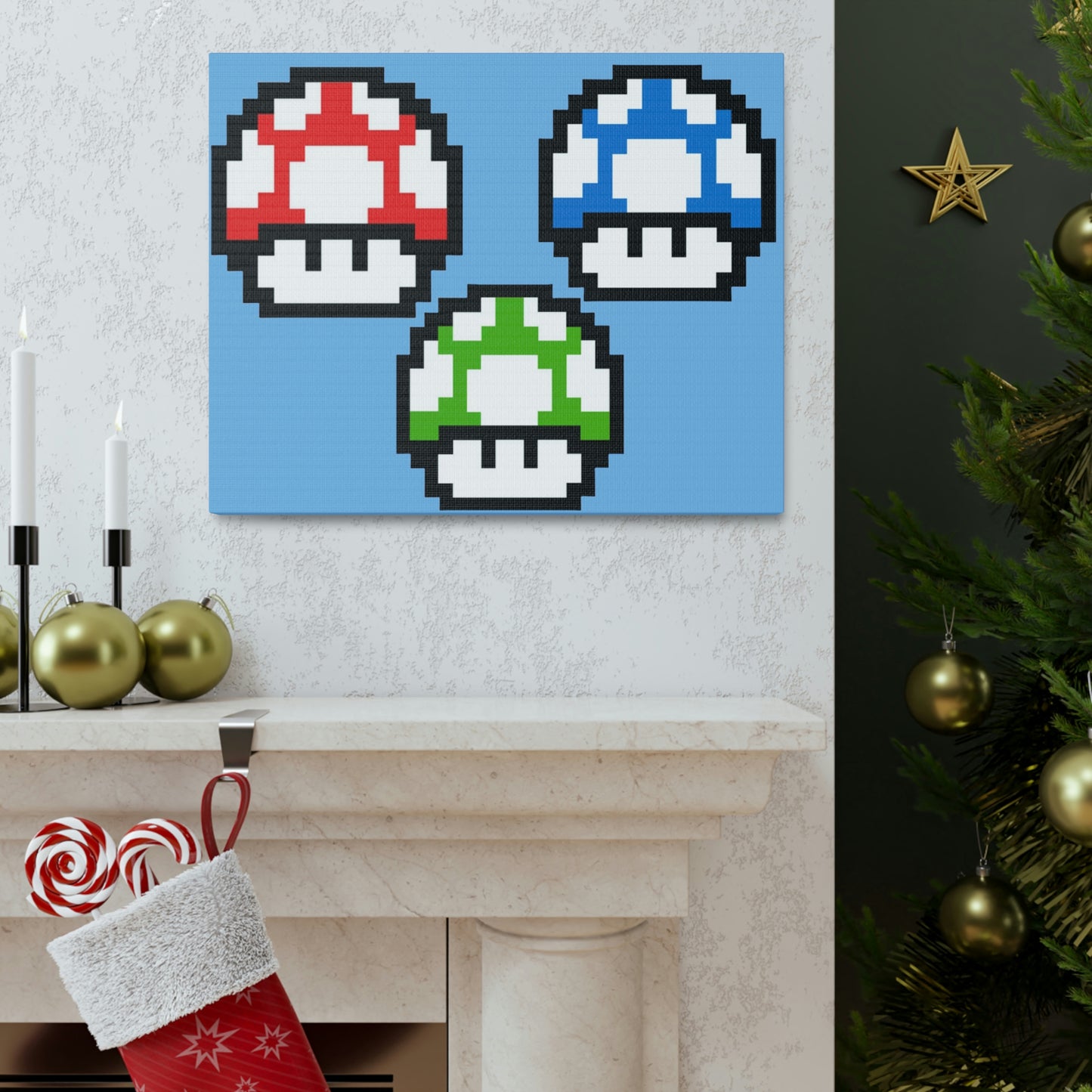 Mushroom 8 Bit Style Canvas Gallery Wraps