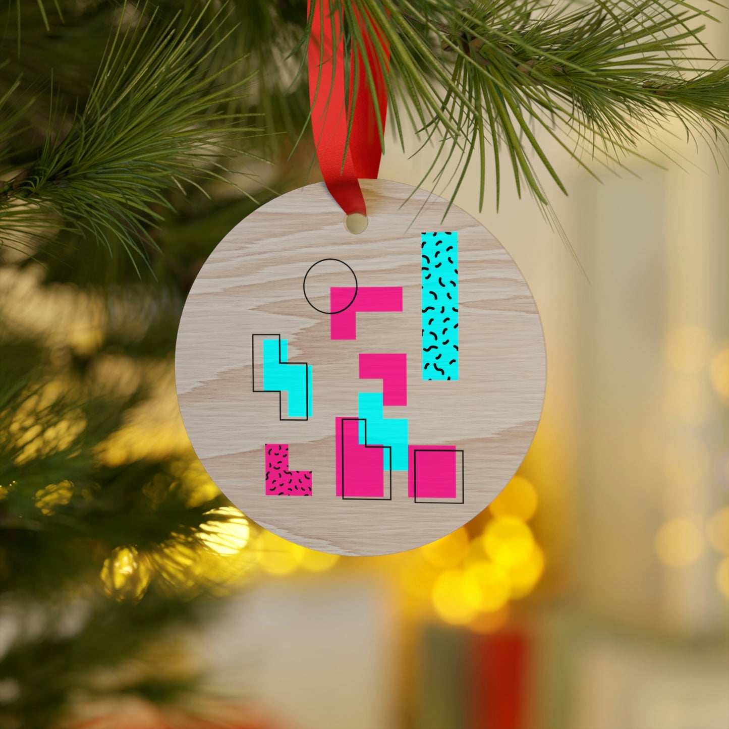 Tetris Style Wooden Christmas Ornaments