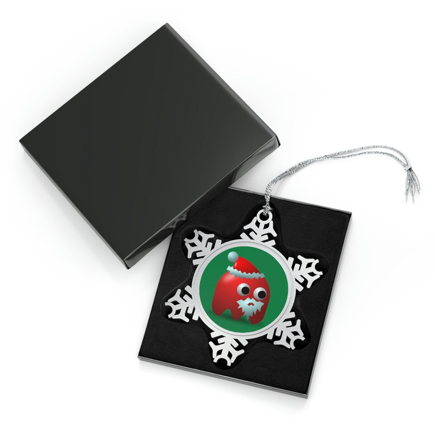 Santa Ghost Video Game Style Pewter Snowflake Ornament