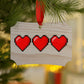 Hearts 8 Bit Style Wooden Christmas Ornaments