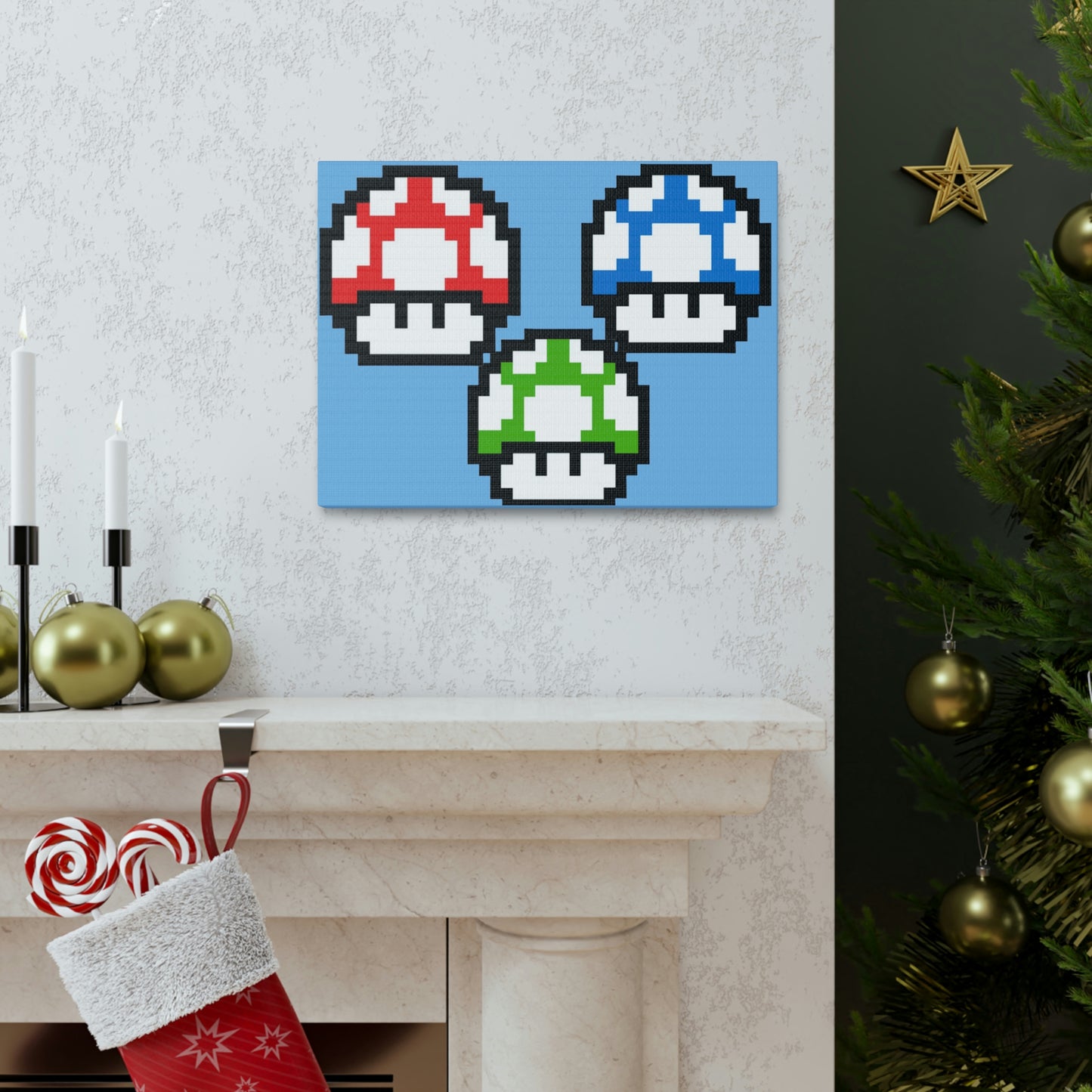 Mushroom 8 Bit Style Canvas Gallery Wraps
